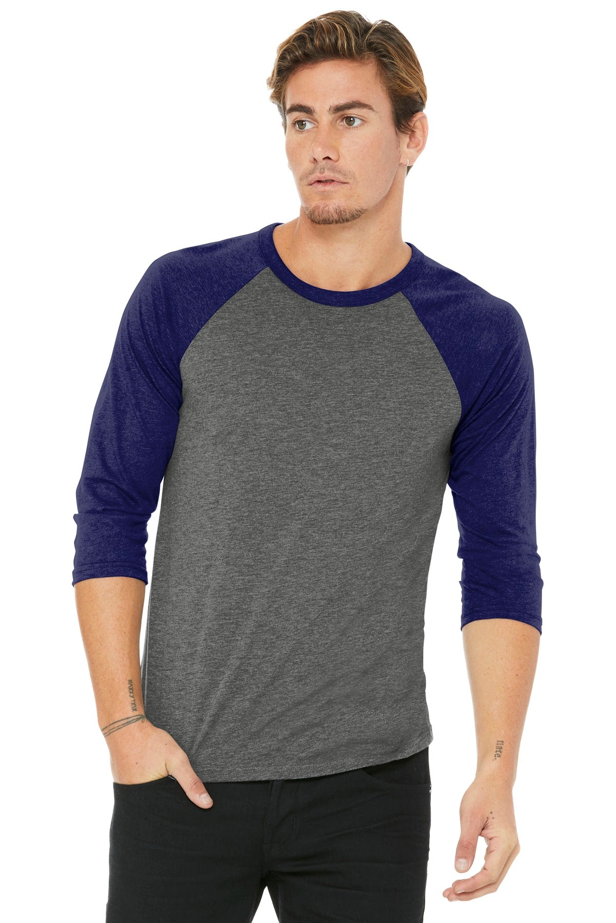 BELLA+CANVAS Unisex 3/4-Sleeve Baseball Tee. BC3200