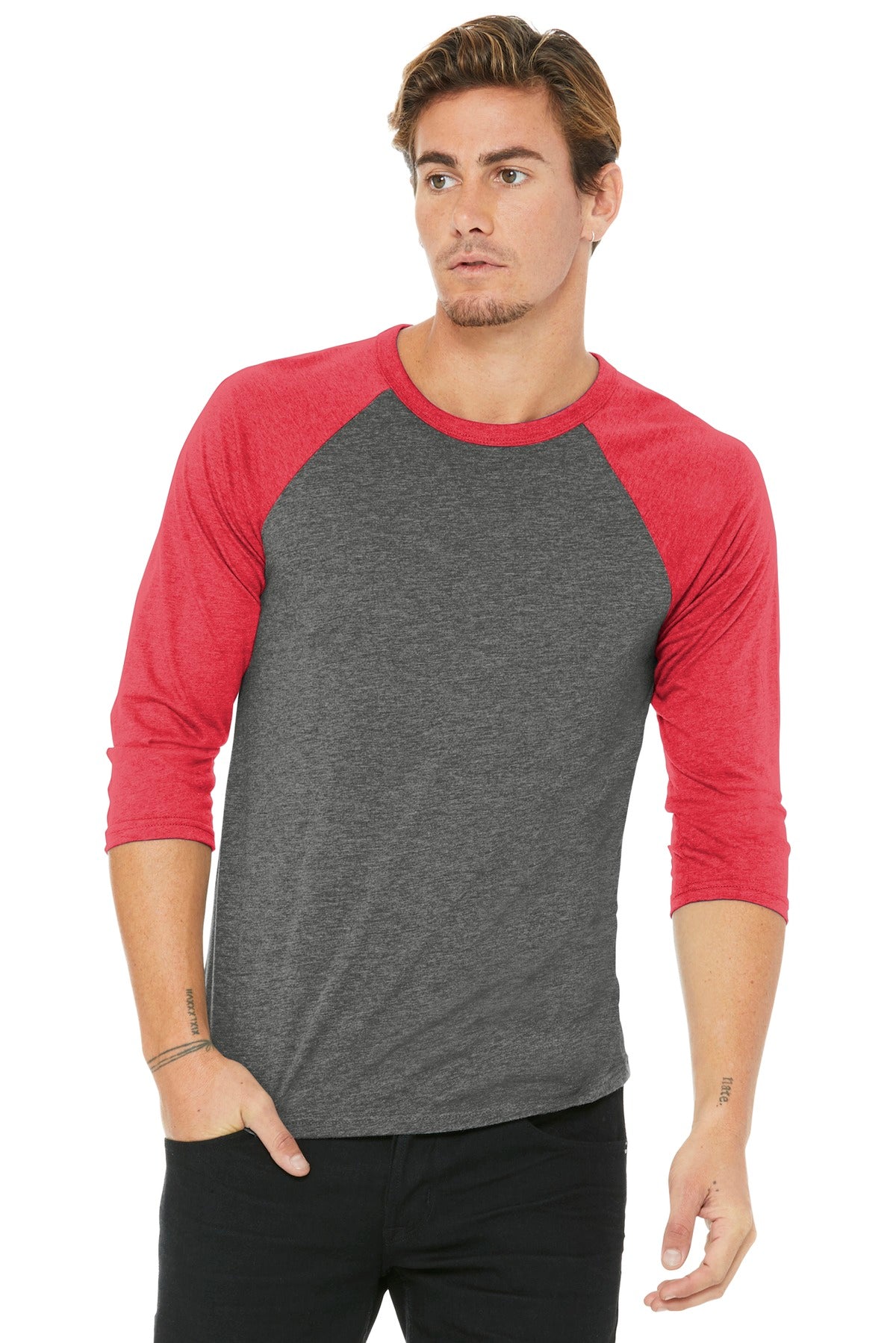 BELLA+CANVAS Unisex 3/4-Sleeve Baseball Tee. BC3200