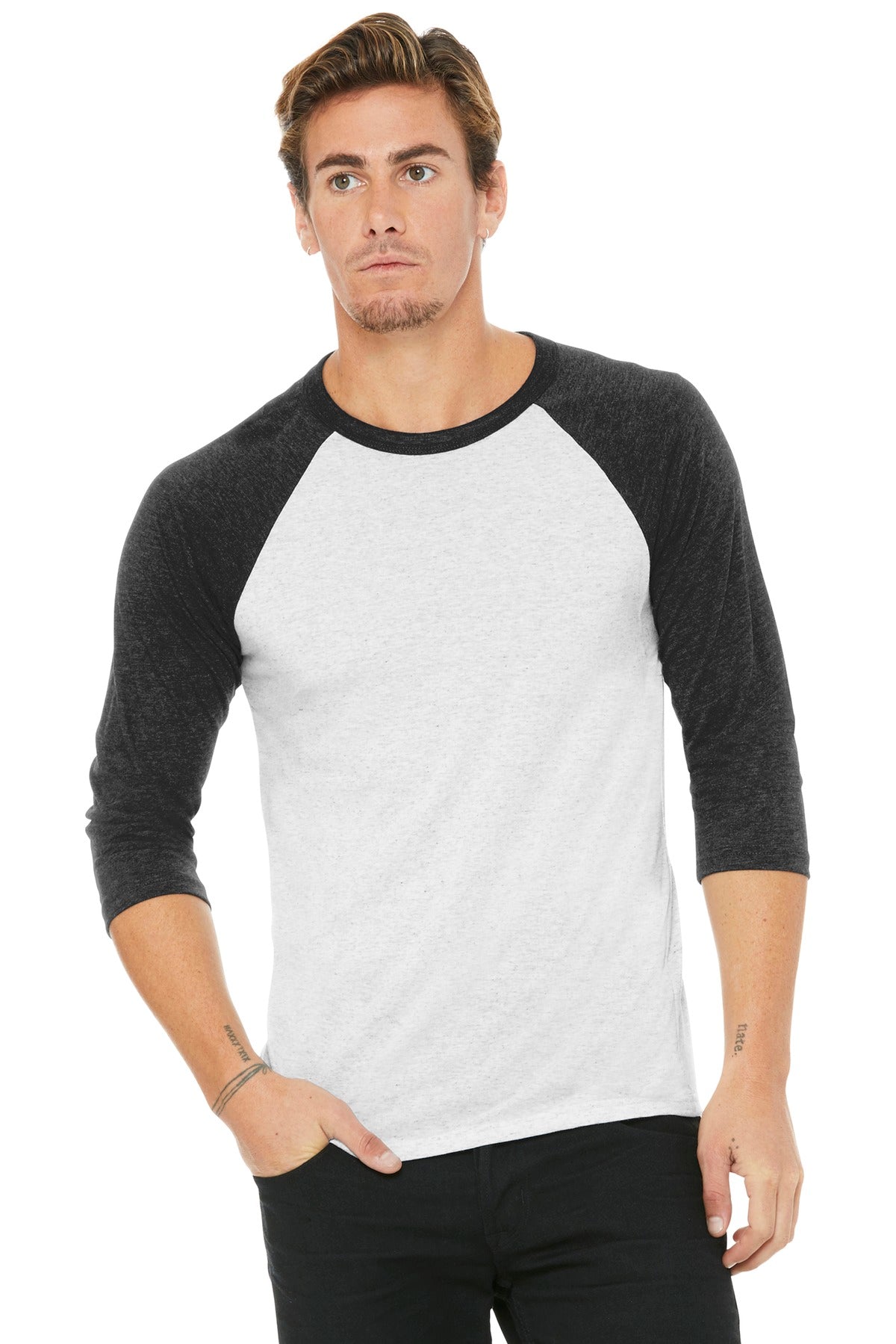 BELLA+CANVAS Unisex 3/4-Sleeve Baseball Tee. BC3200