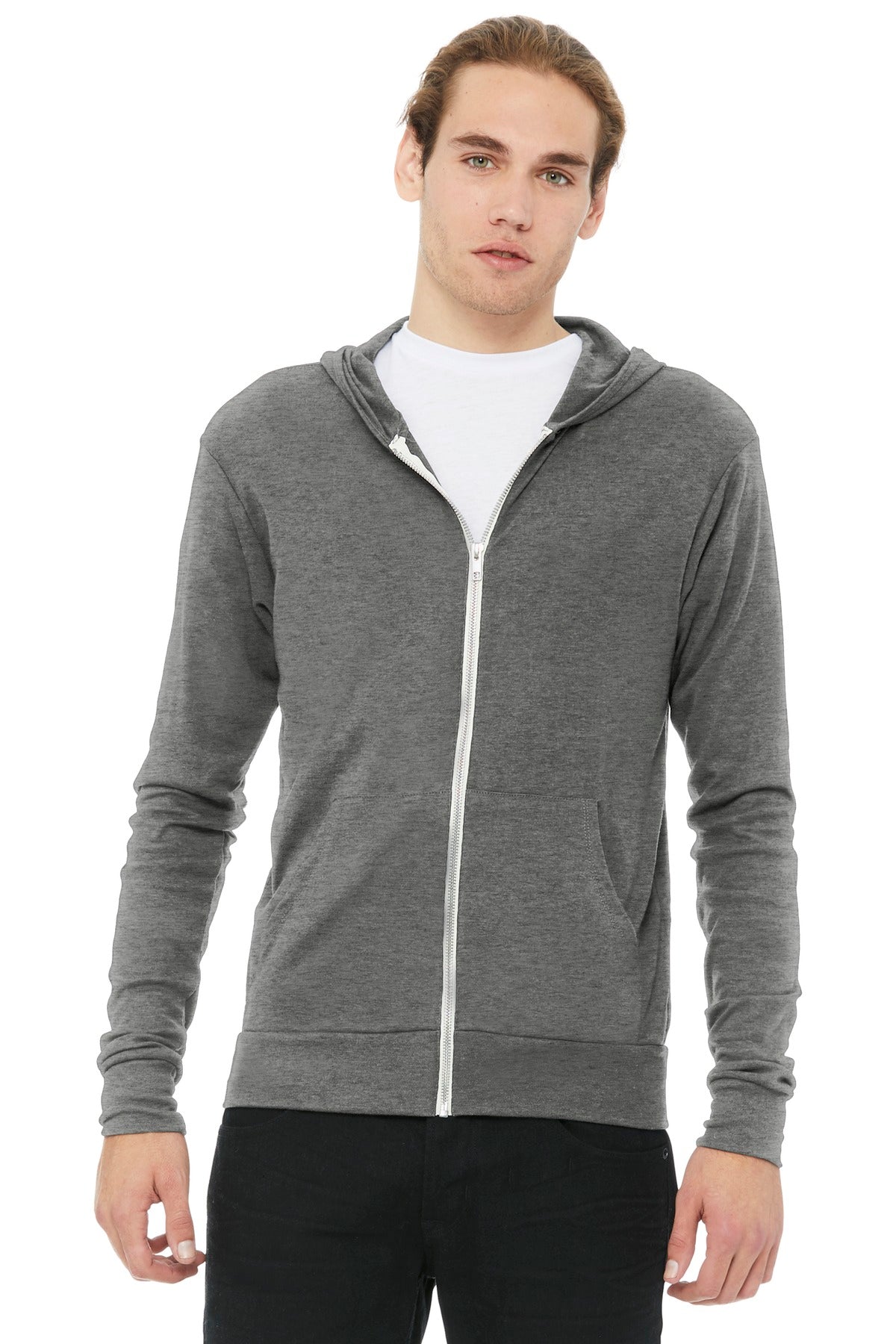 BELLA+CANVAS Unisex Triblend Full-Zip Lightweight Hoodie. BC3939