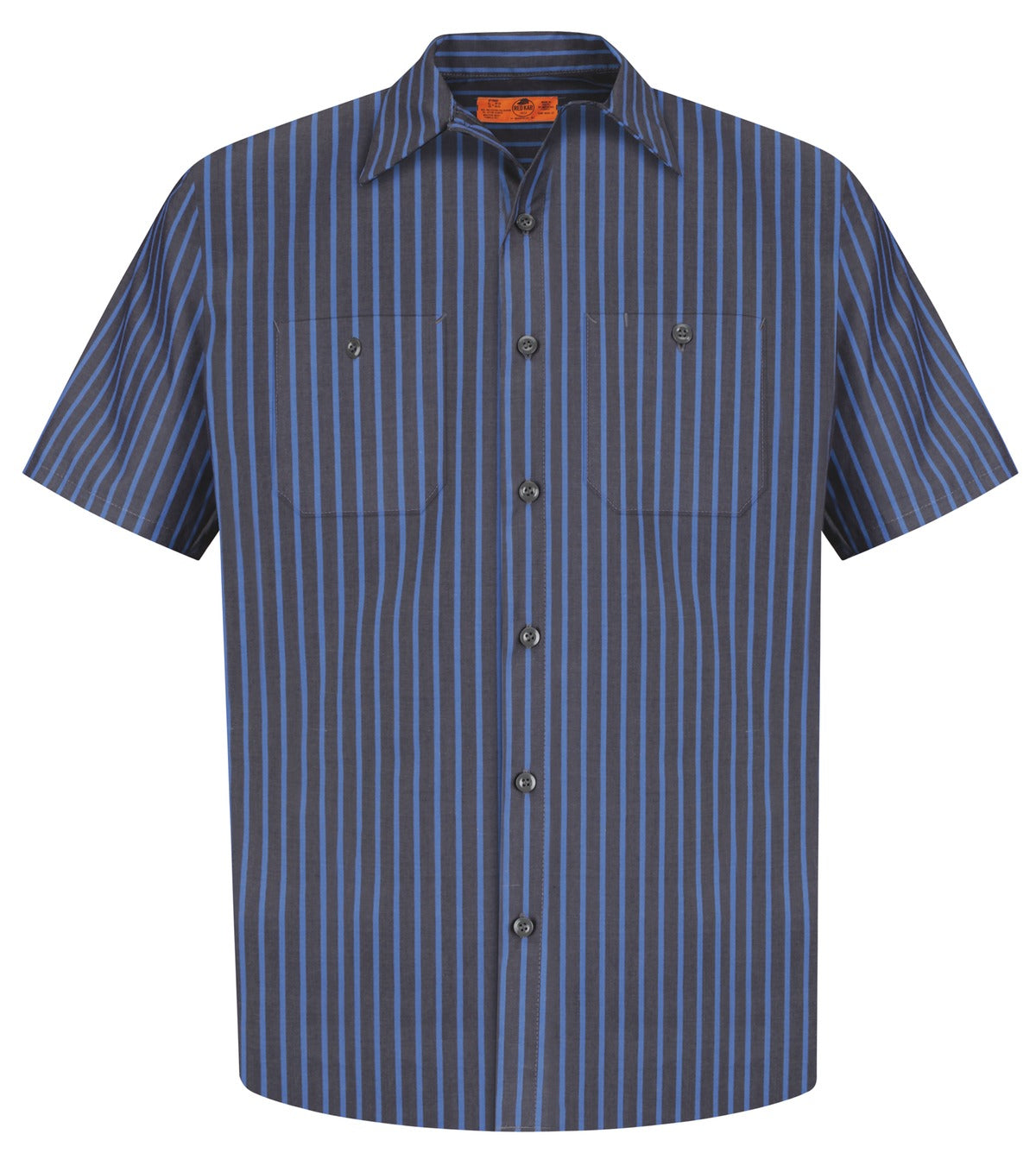 Red Kap Long Size Short Sleeve Striped Industrial Work Shirt. CS20LONG
