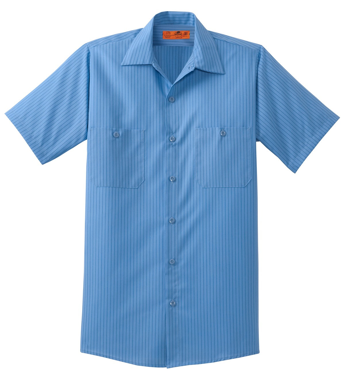 Red Kap Long Size Short Sleeve Striped Industrial Work Shirt. CS20LONG