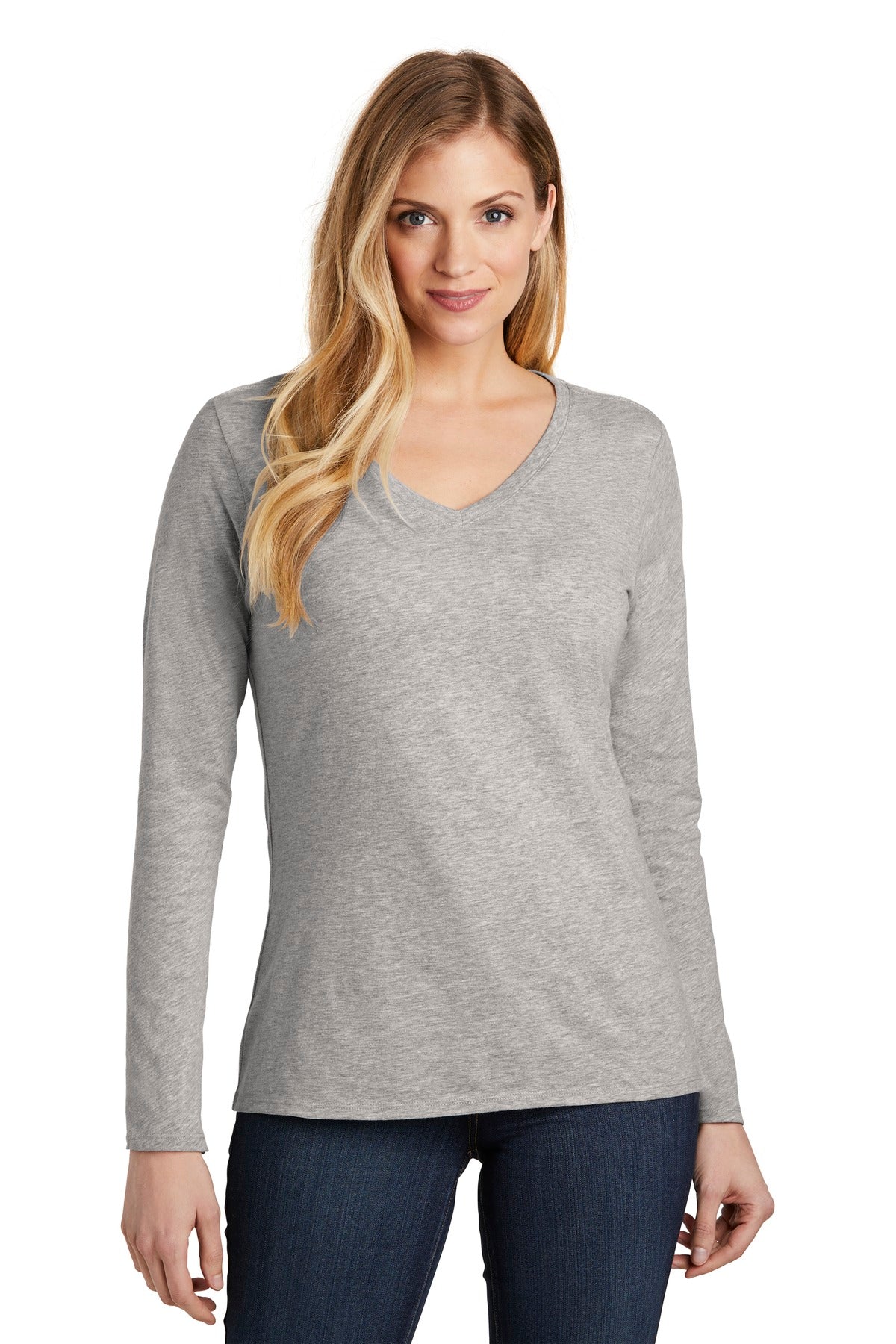 District Women's Very Important Tee Long Sleeve V-Neck. DT6201