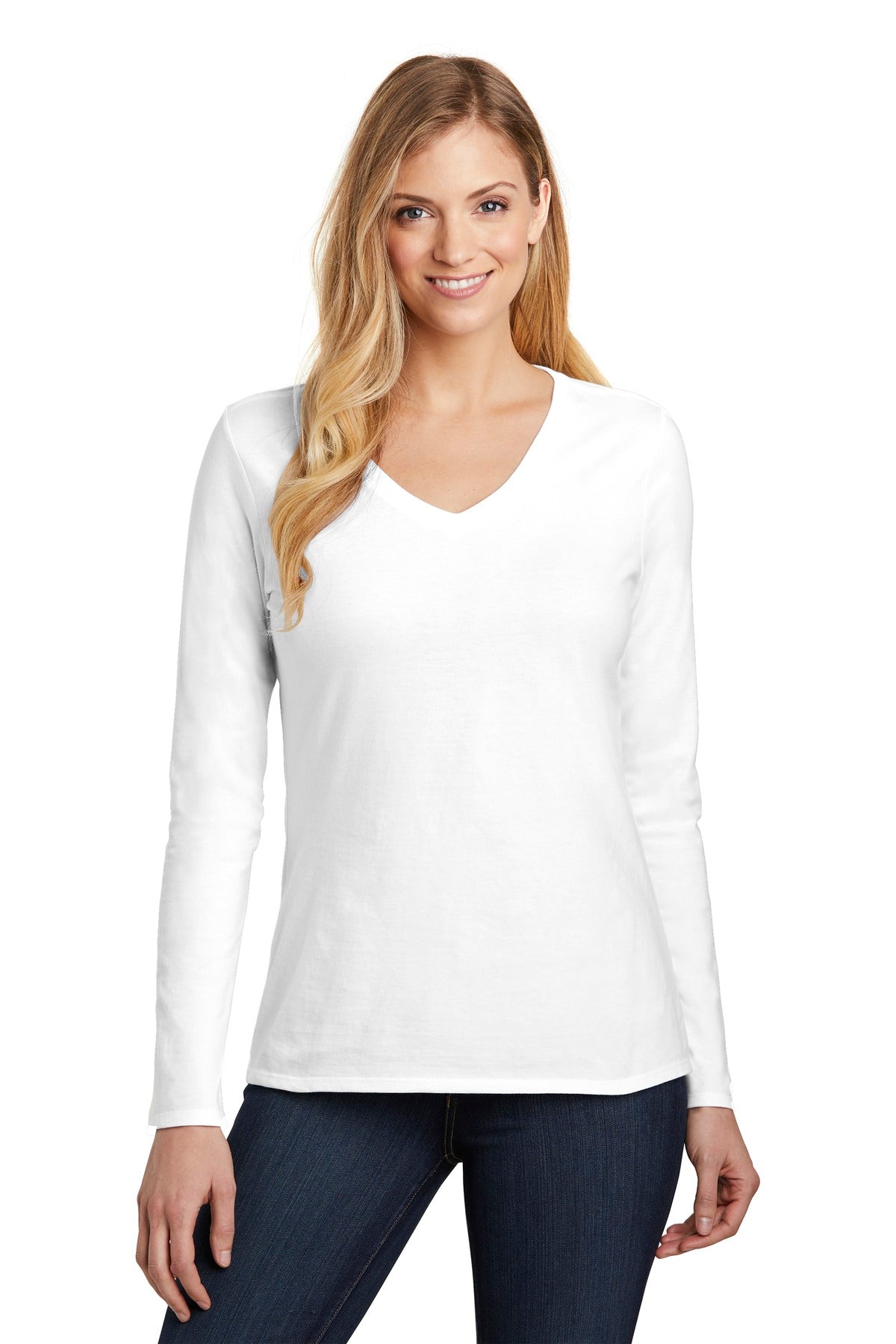 District Women's Very Important Tee Long Sleeve V-Neck. DT6201