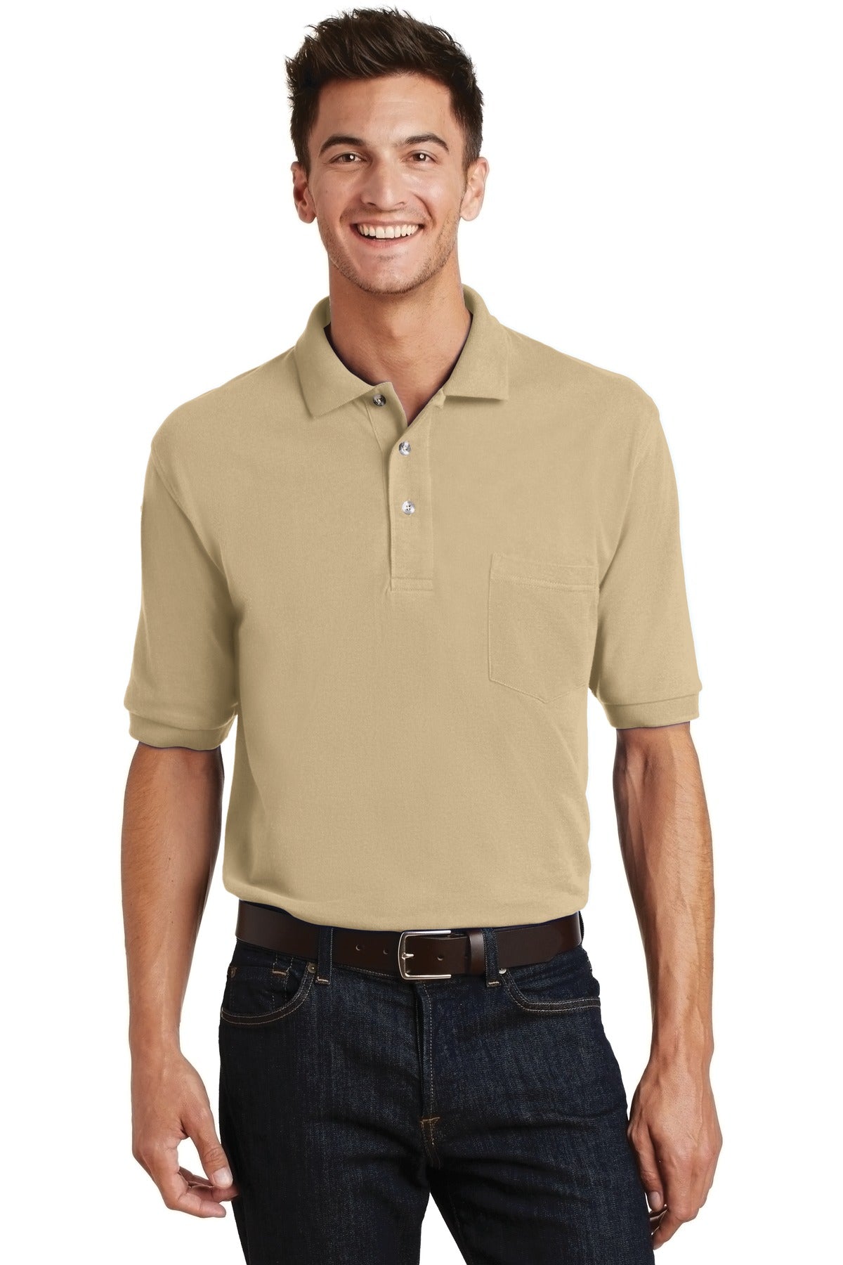 Port Authority Heavyweight Cotton Pique Polo with Pocket. K420P