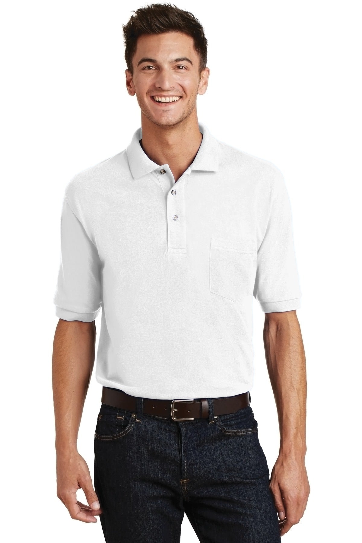 Port Authority Heavyweight Cotton Pique Polo with Pocket. K420P