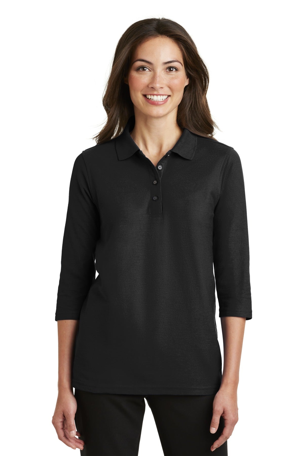 Port Authority Ladies Silk Touch™ 3/4-Sleeve Polo. L562