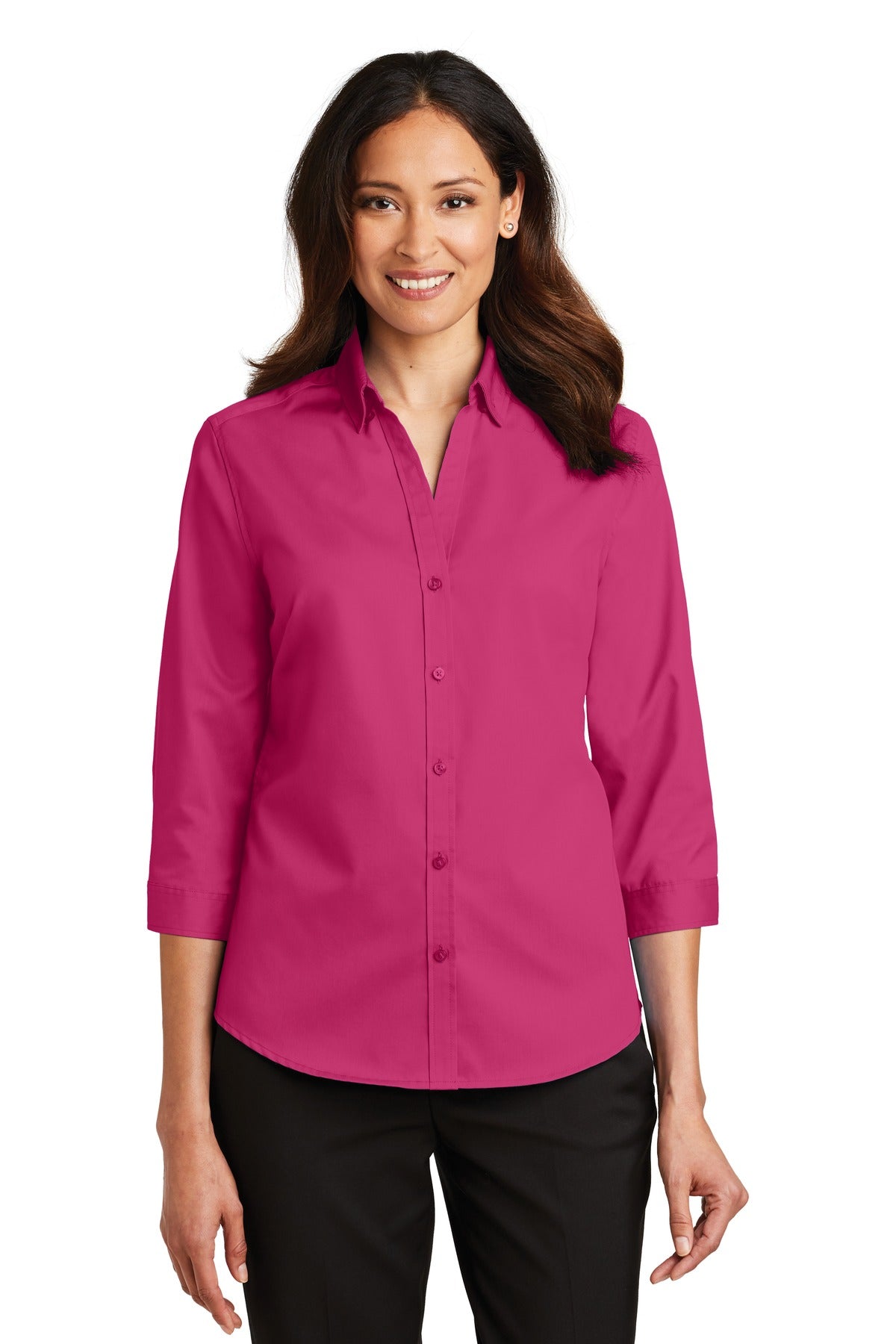 Port Authority Ladies 3/4-Sleeve SuperPro™ Twill Shirt. L665