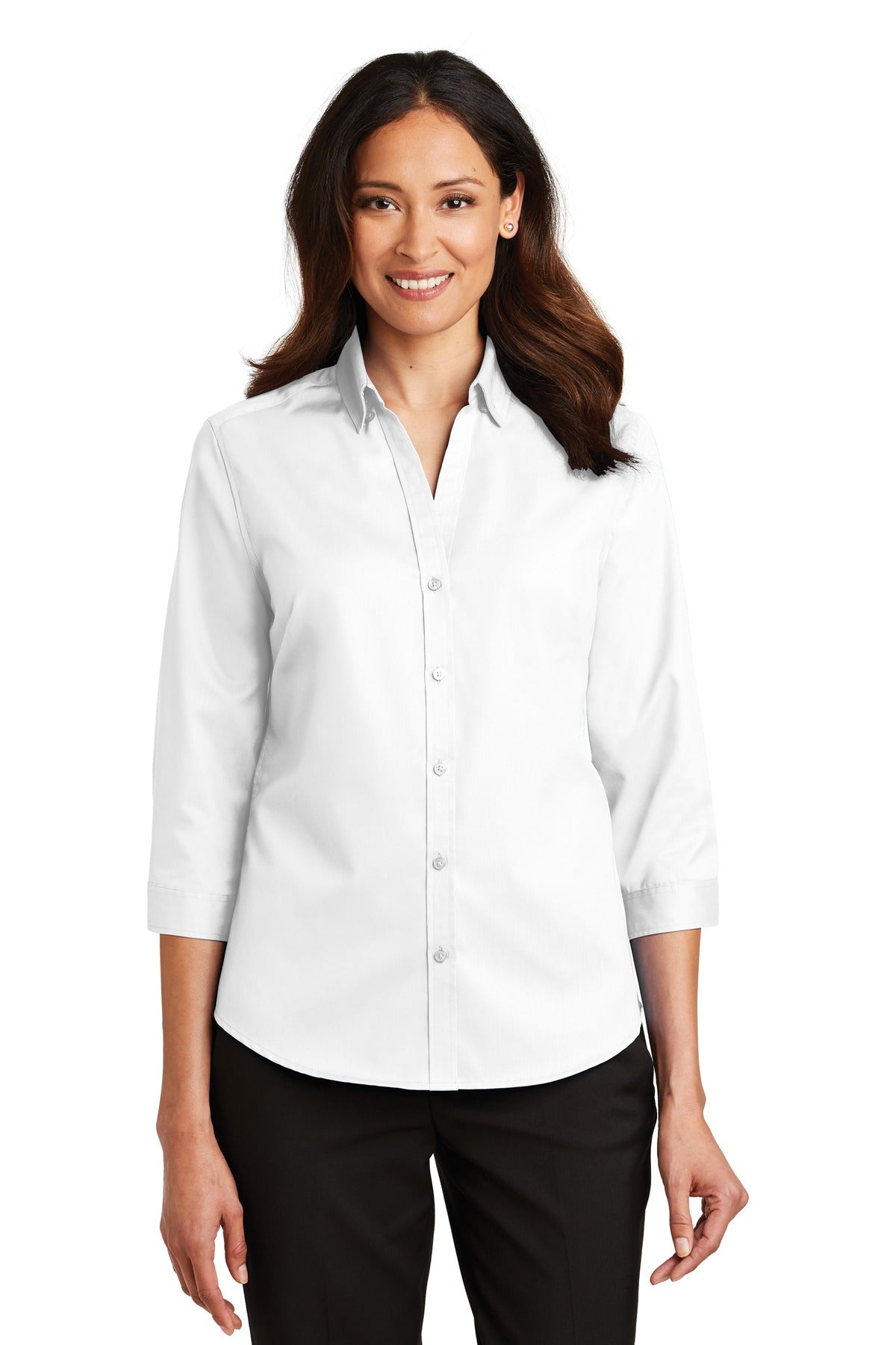 Port Authority Ladies 3/4-Sleeve SuperPro™ Twill Shirt. L665