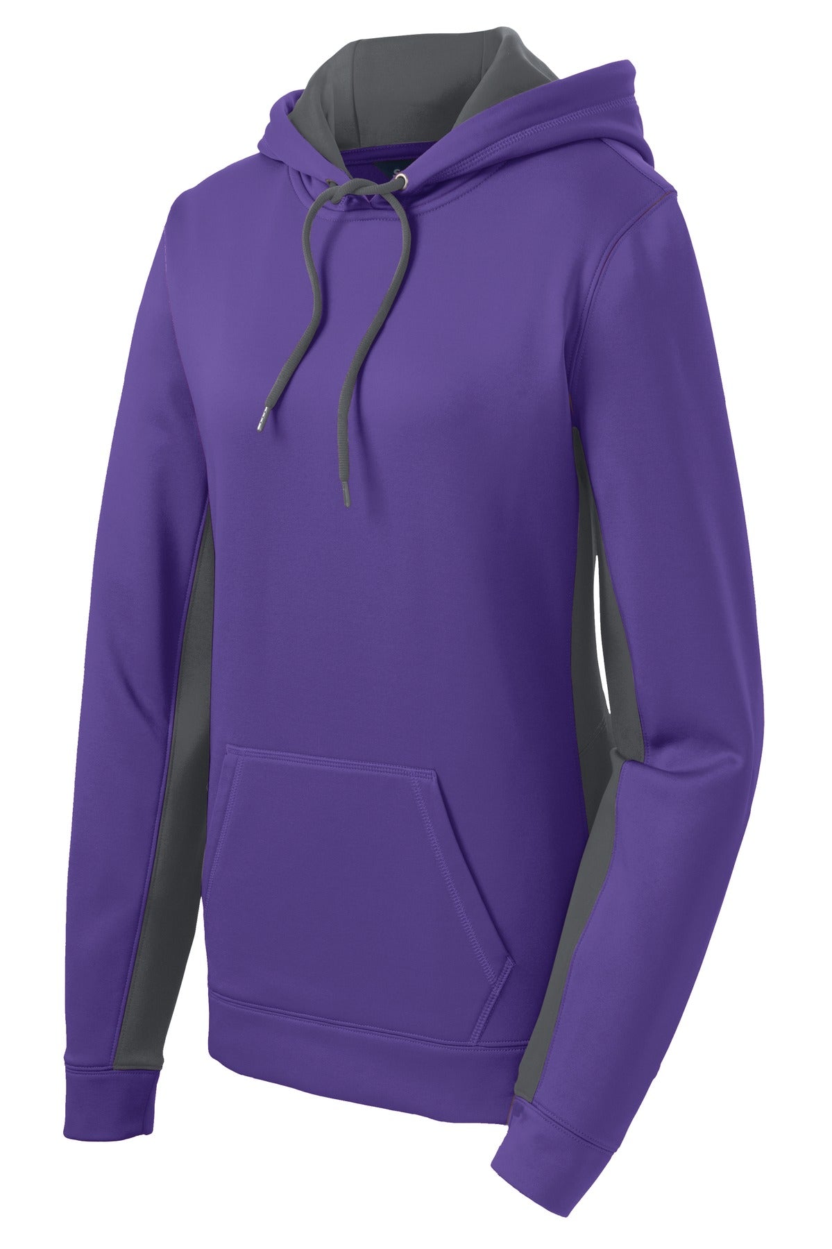 Sport-Tek Ladies Sport-Wick Fleece Colorblock Hooded Pullover. LST235