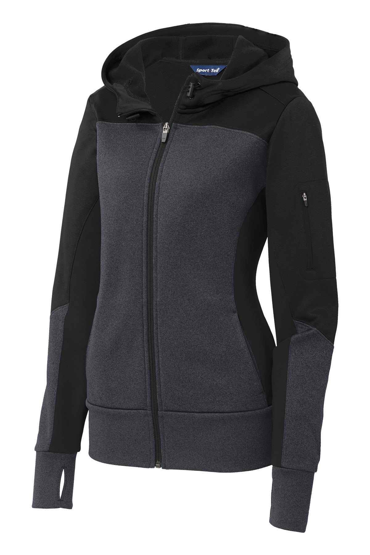 Sport-Tek Ladies Tech Fleece Colorblock Full-Zip Hooded Jacket. LST245