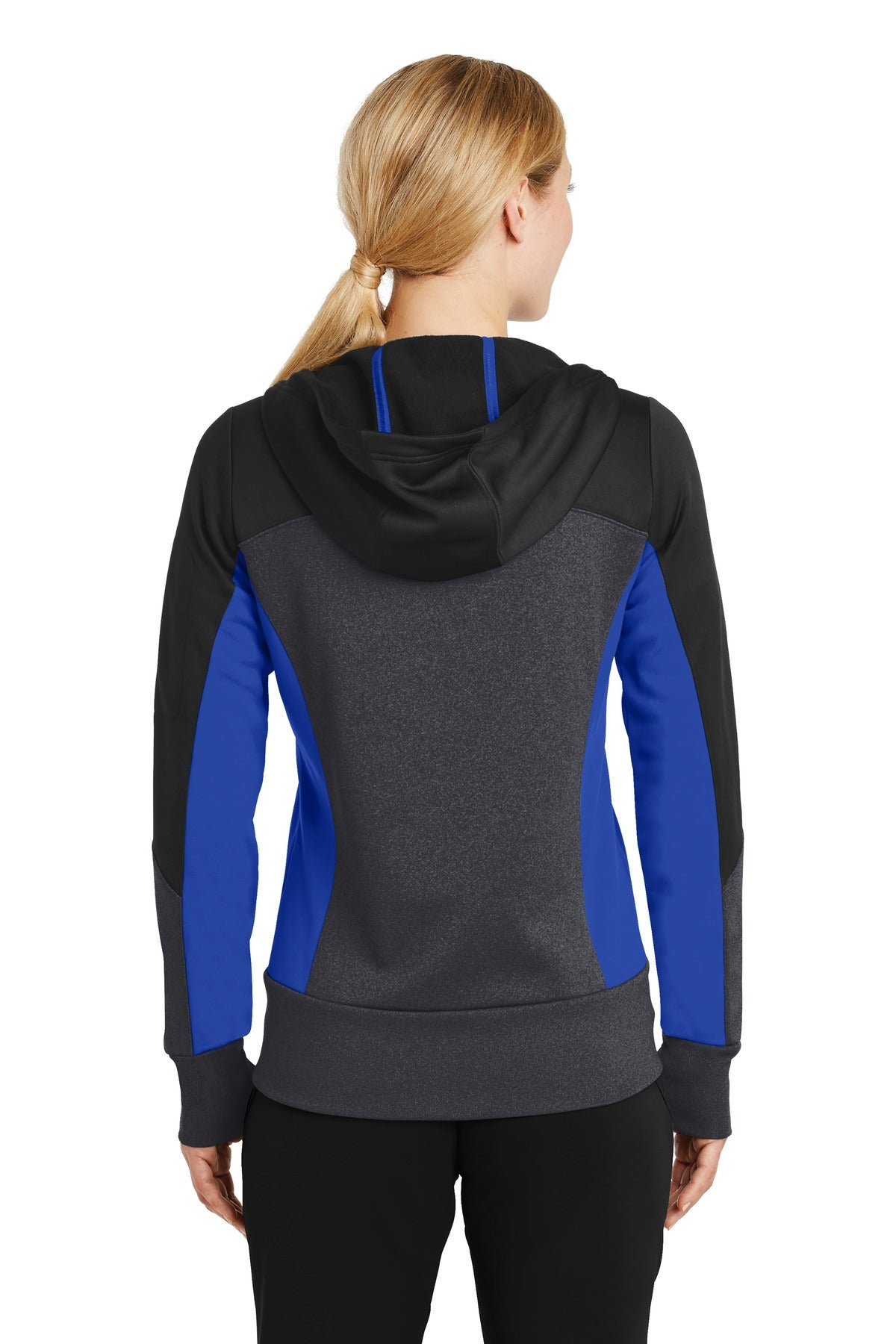 Sport-Tek Ladies Tech Fleece Colorblock Full-Zip Hooded Jacket. LST245