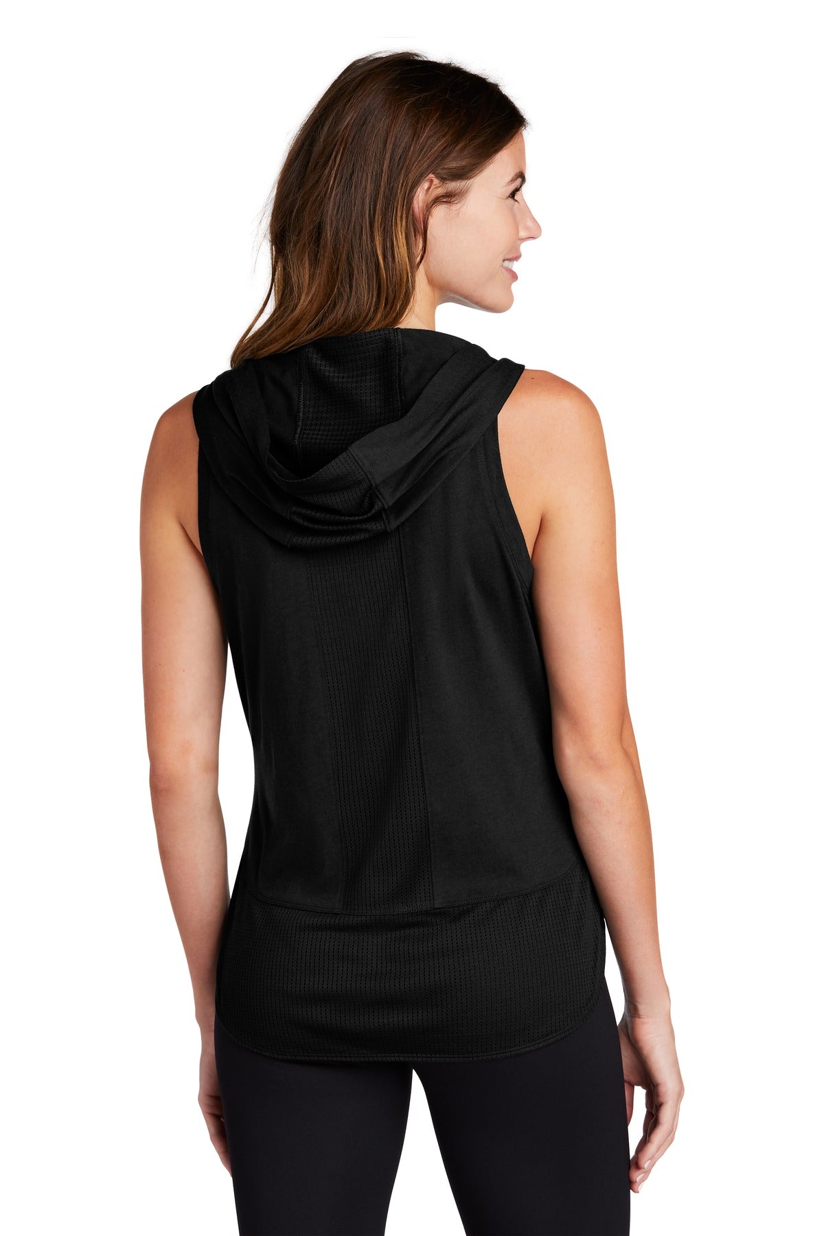 Sport-Tek Ladies PosiCharge Tri-Blend Wicking Draft Hoodie Tank. LST410