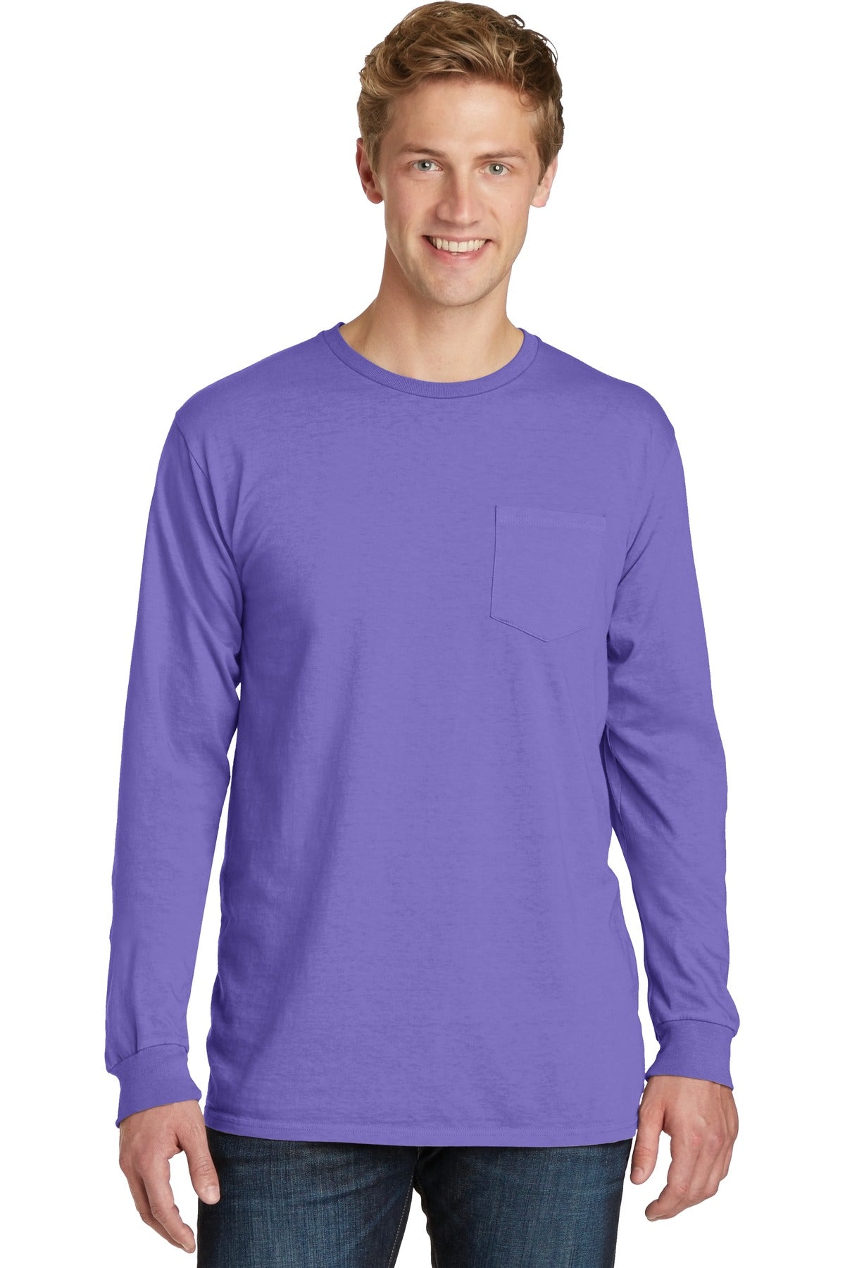 Port & Company Beach Wash Garment-Dyed Long Sleeve Pocket Tee PC099LSP