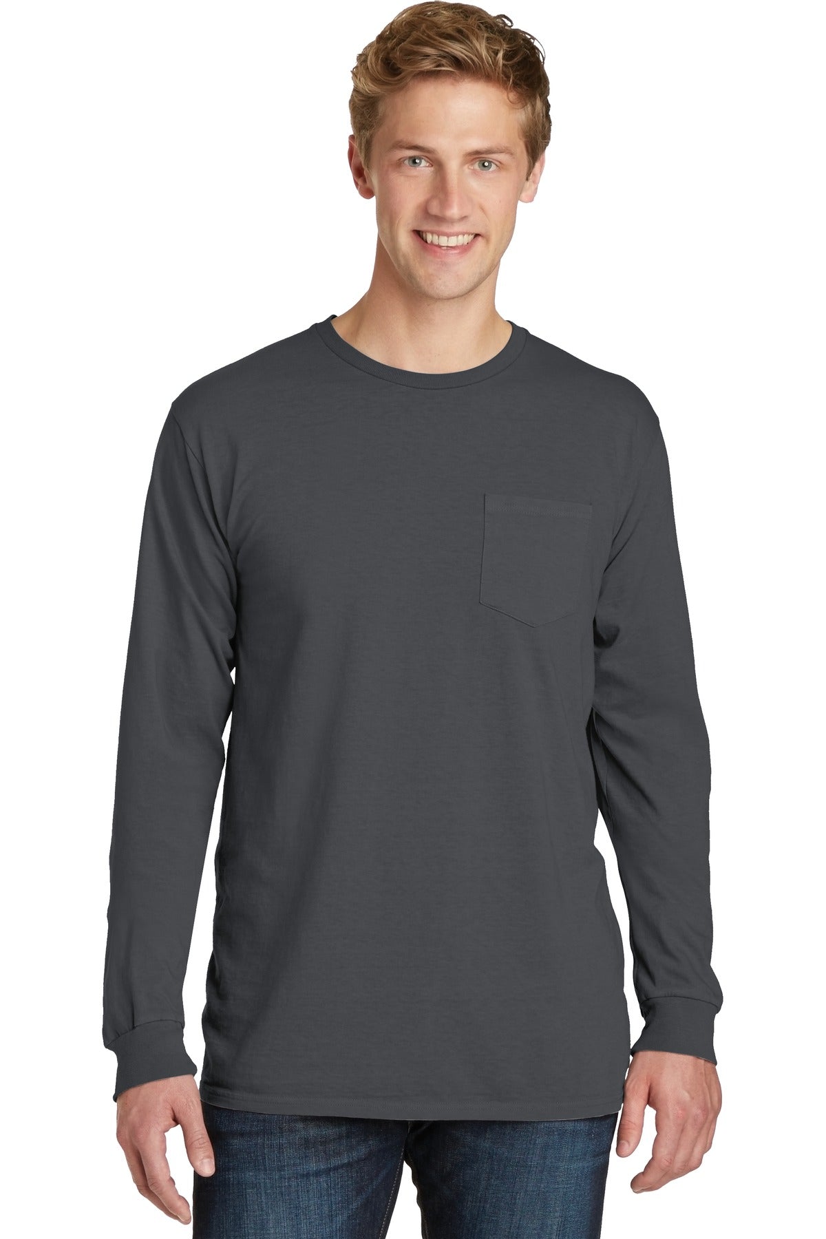 Port & Company Beach Wash Garment-Dyed Long Sleeve Pocket Tee PC099LSP