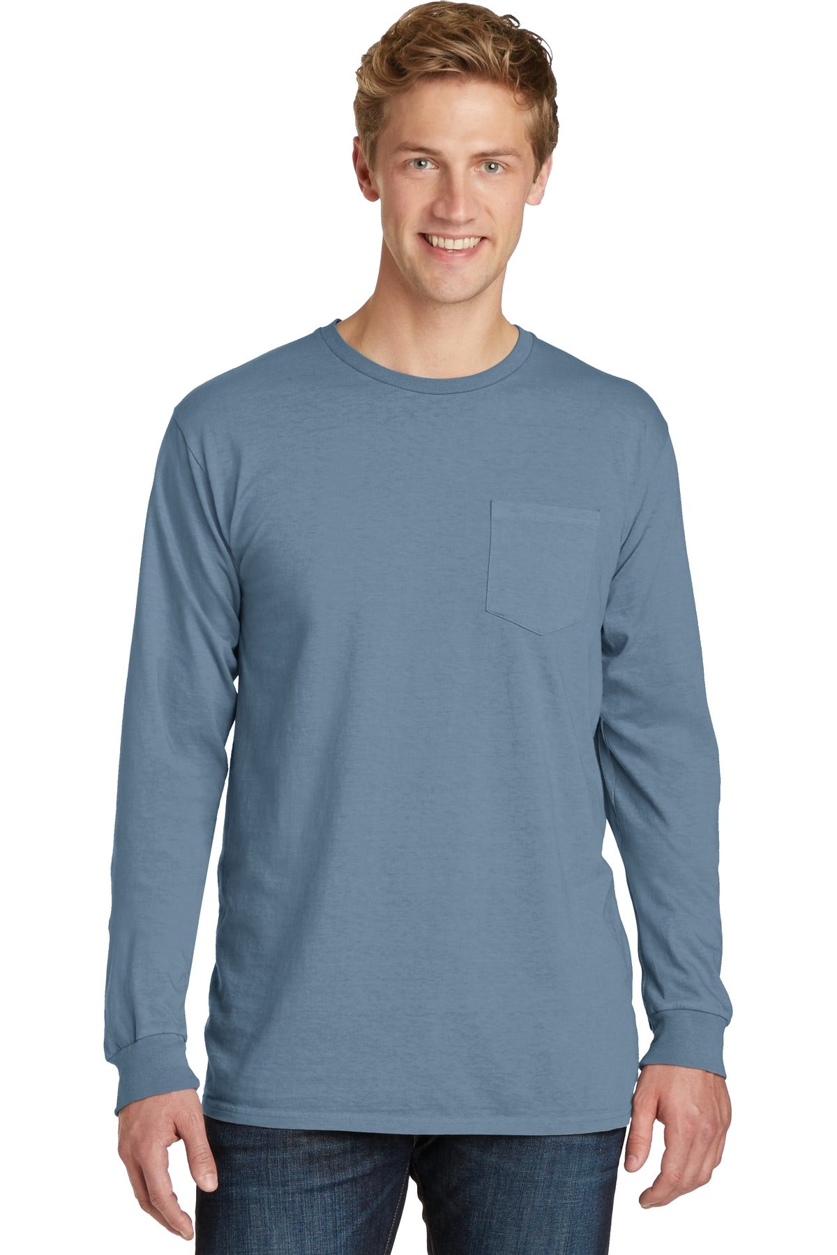 Port & Company Beach Wash Garment-Dyed Long Sleeve Pocket Tee PC099LSP