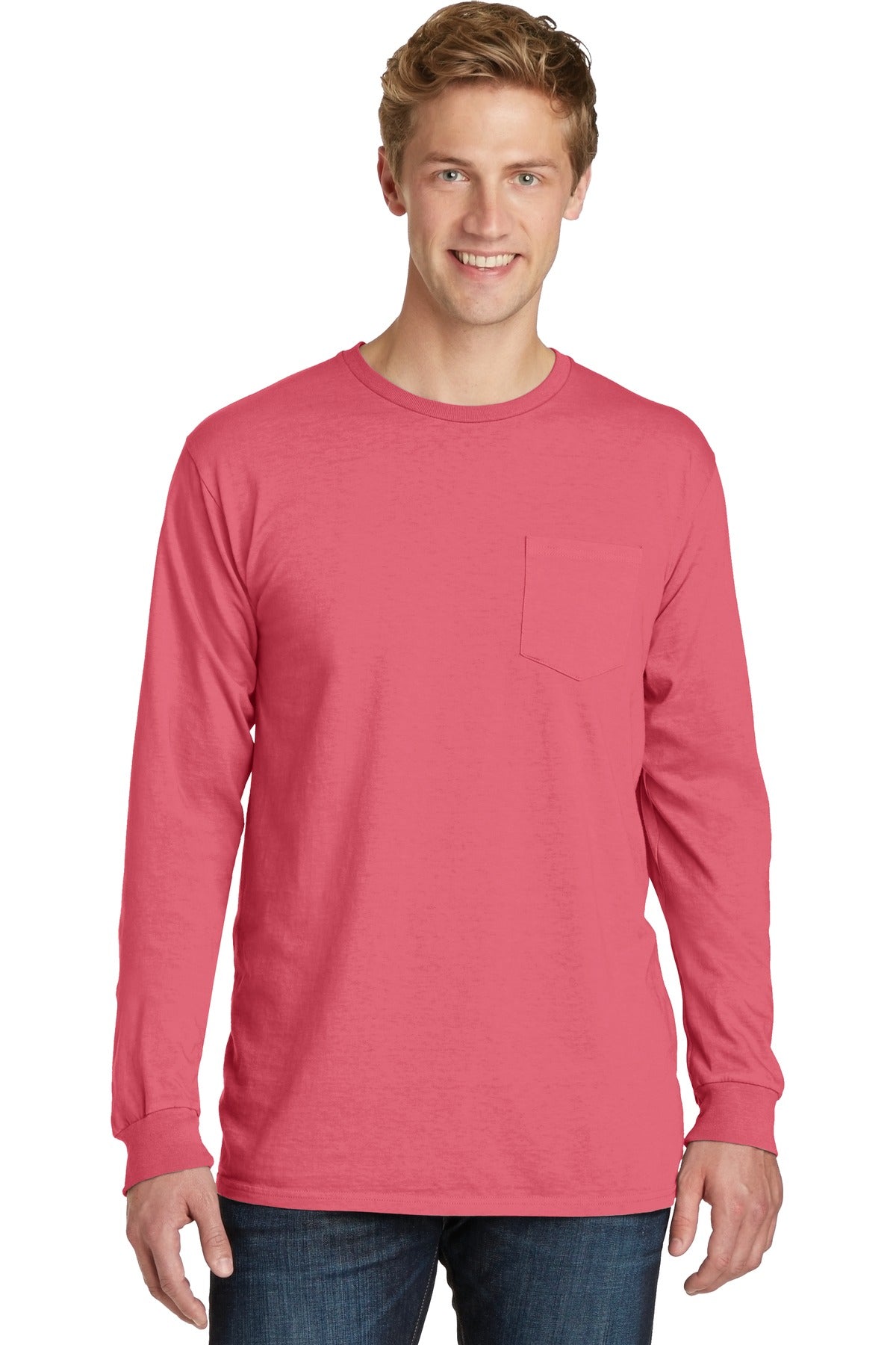 Port & Company Beach Wash Garment-Dyed Long Sleeve Pocket Tee PC099LSP