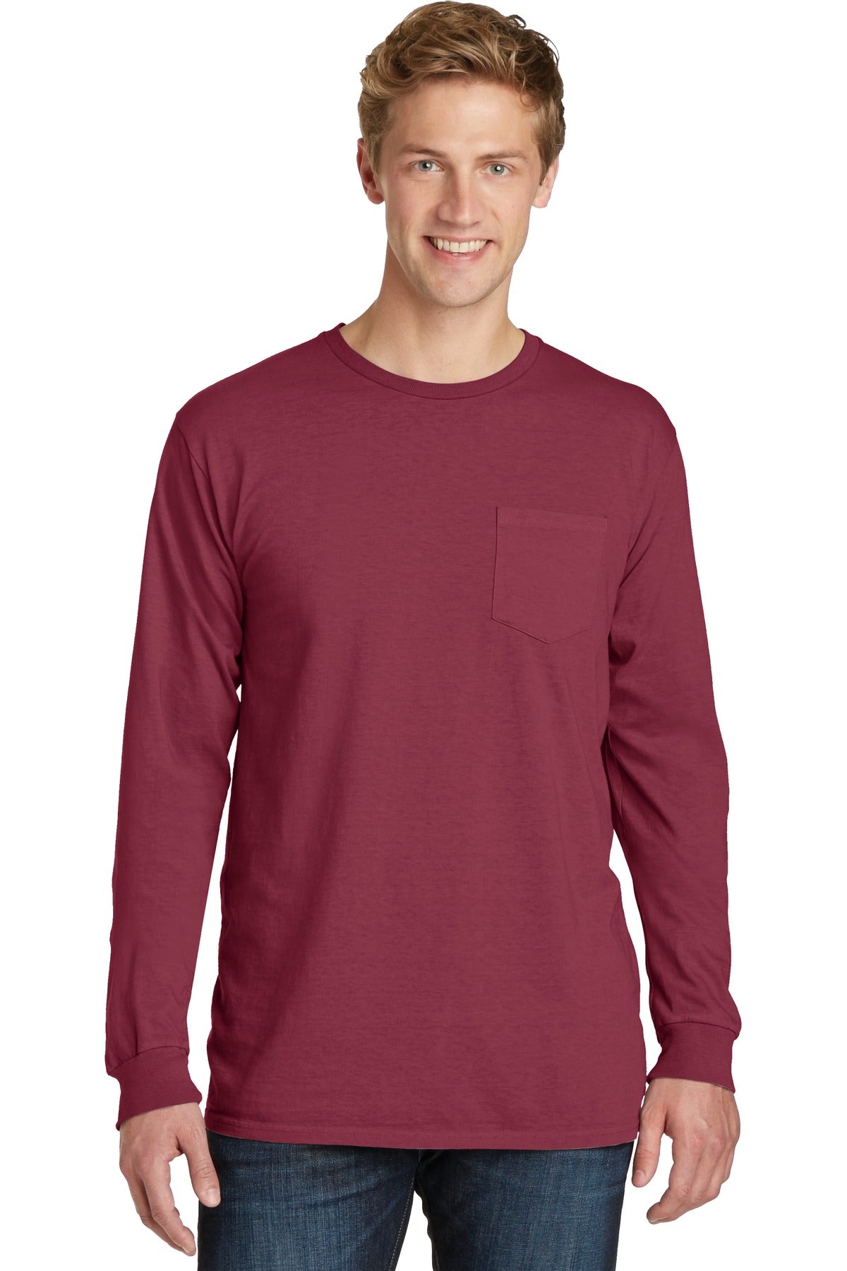Port & Company Beach Wash Garment-Dyed Long Sleeve Pocket Tee PC099LSP