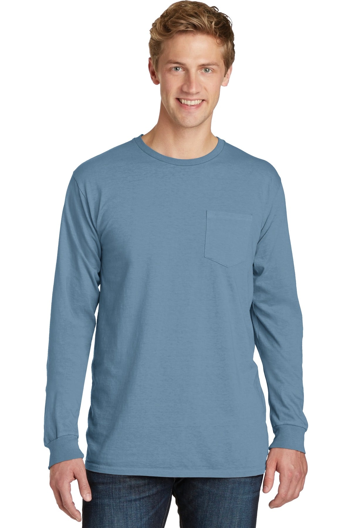 Port & Company Beach Wash Garment-Dyed Long Sleeve Pocket Tee PC099LSP