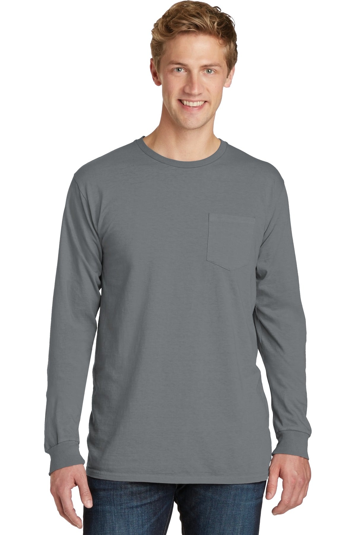 Port & Company Beach Wash Garment-Dyed Long Sleeve Pocket Tee PC099LSP