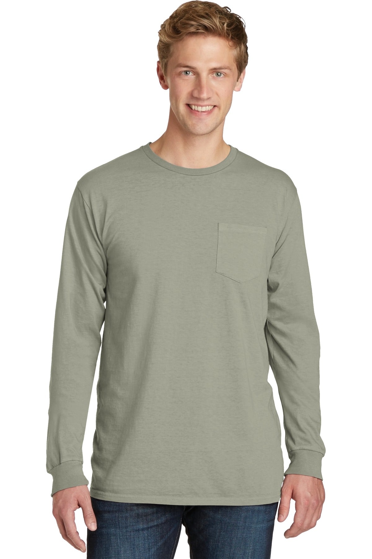 Port & Company Beach Wash Garment-Dyed Long Sleeve Pocket Tee PC099LSP