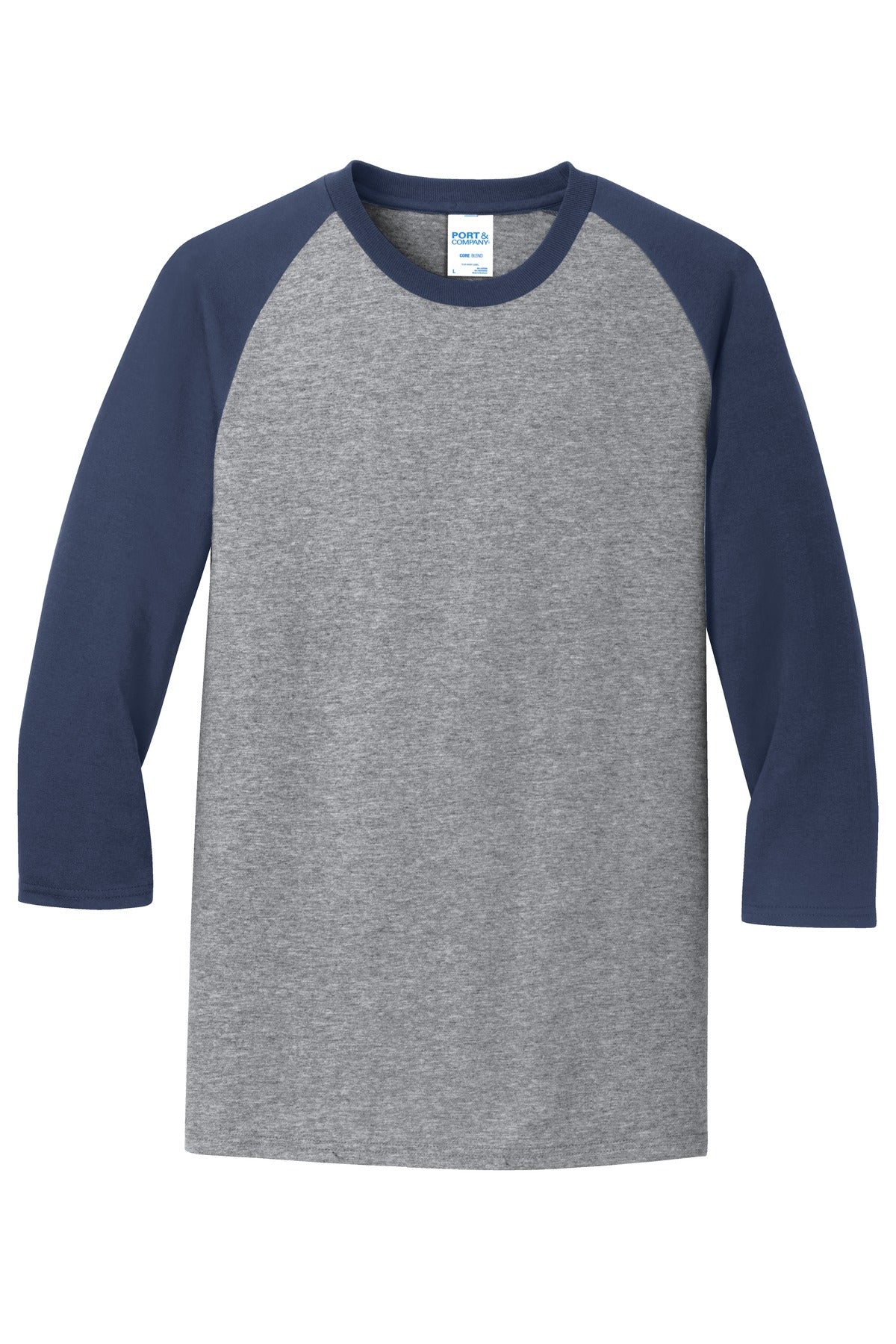 Port & Company Core Blend 3/4-Sleeve Raglan Tee. PC55RS