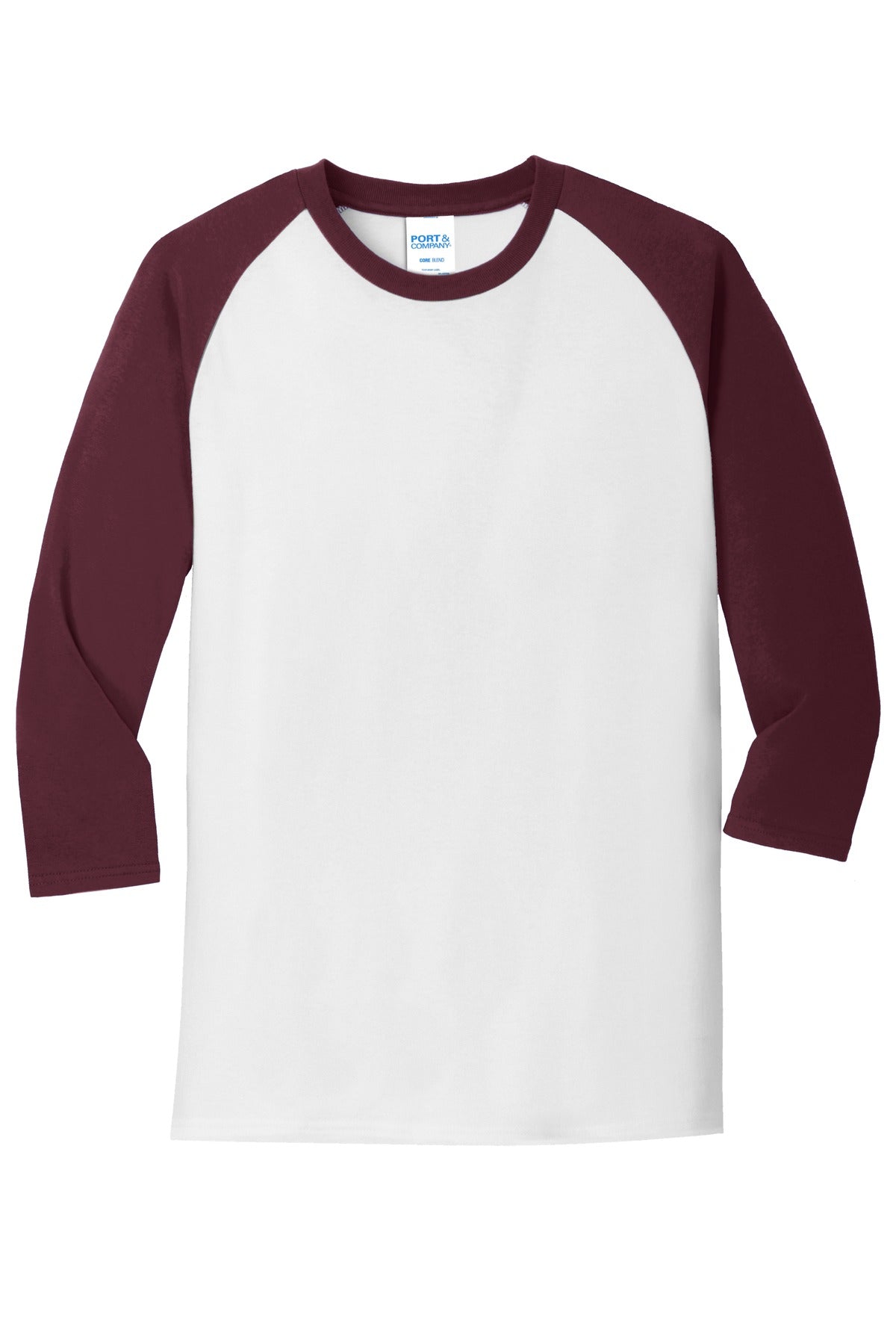 Port & Company Core Blend 3/4-Sleeve Raglan Tee. PC55RS