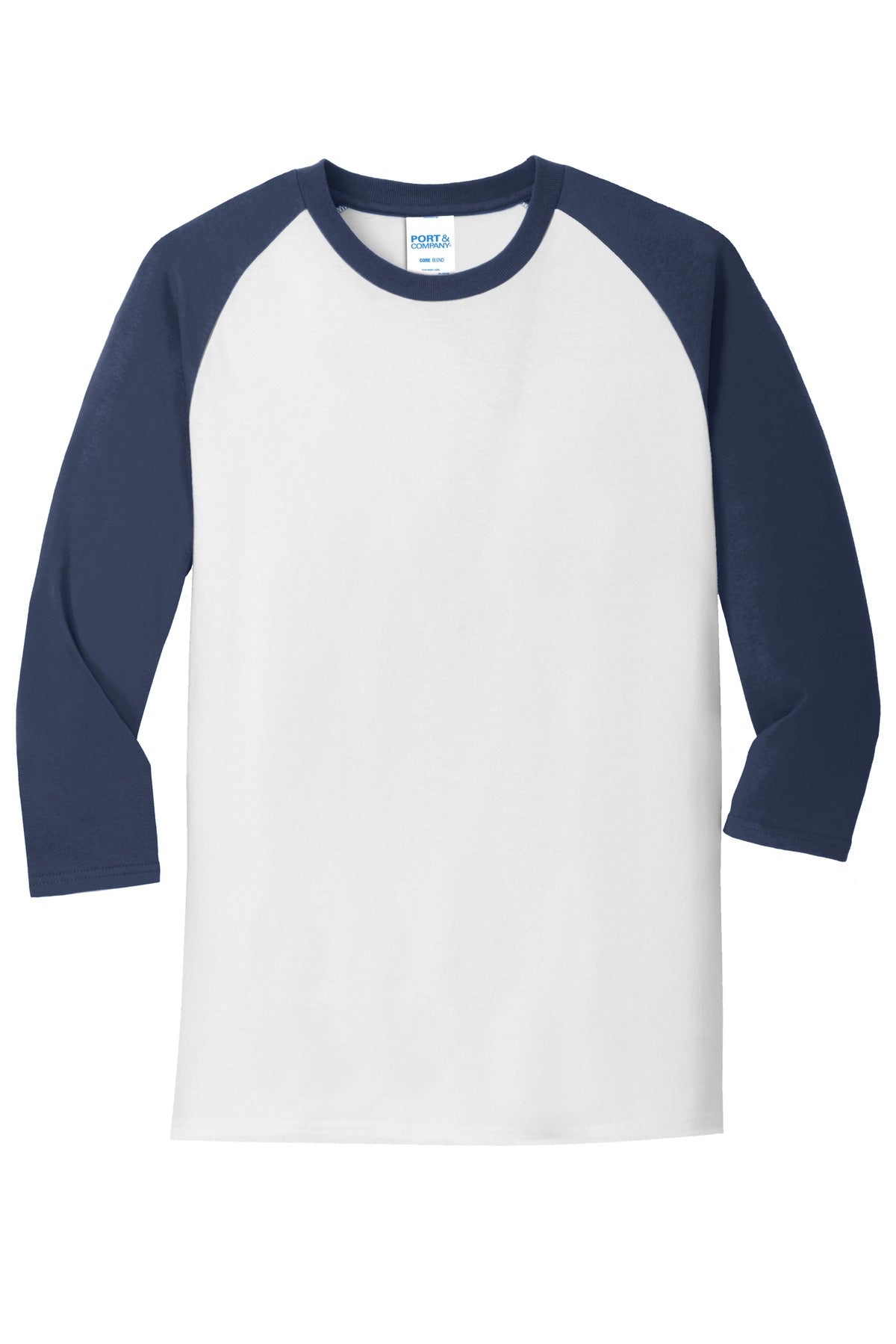 Port & Company Core Blend 3/4-Sleeve Raglan Tee. PC55RS