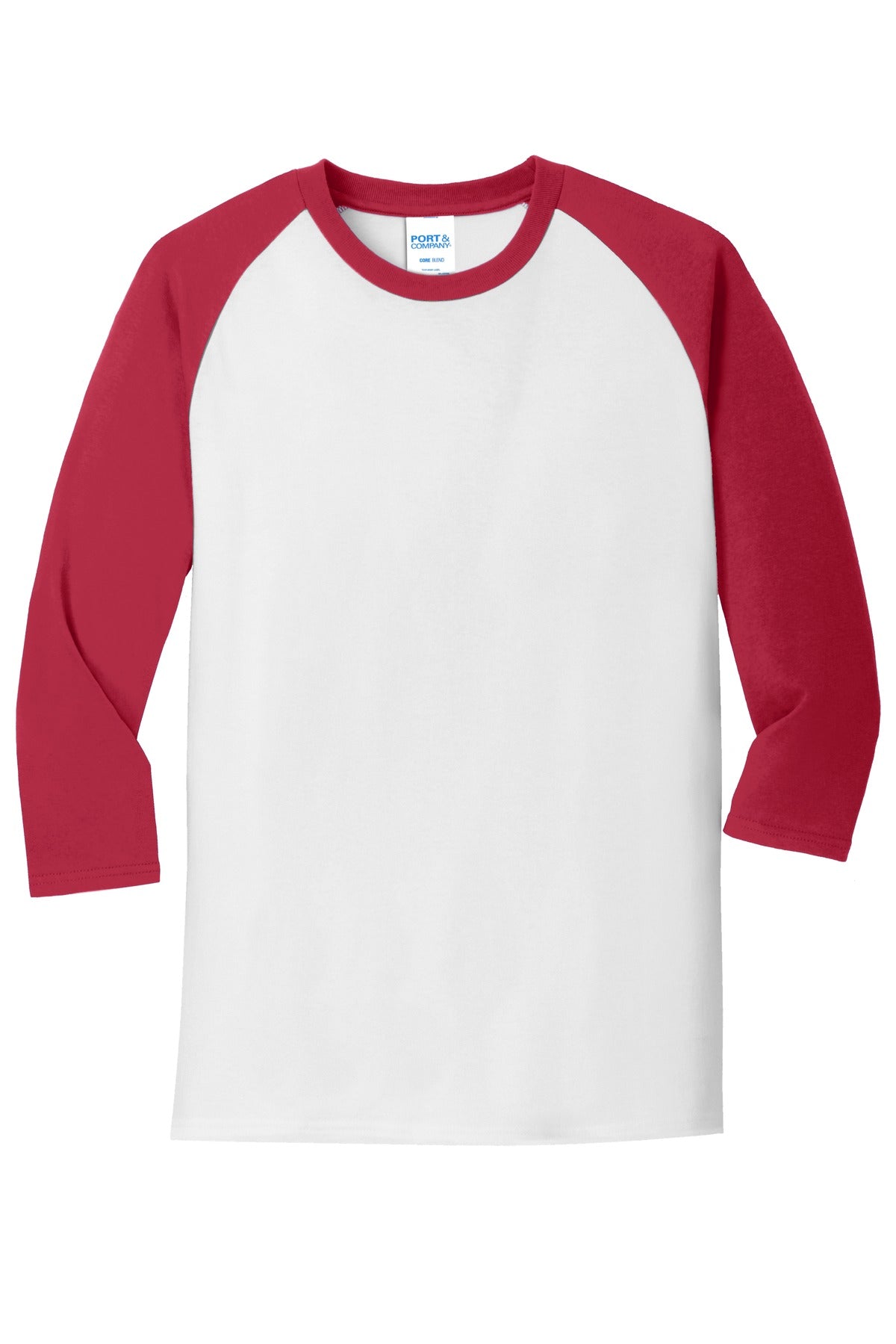Port & Company Core Blend 3/4-Sleeve Raglan Tee. PC55RS