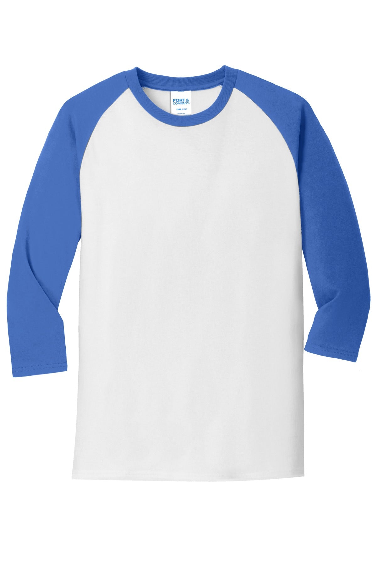 Port & Company Core Blend 3/4-Sleeve Raglan Tee. PC55RS