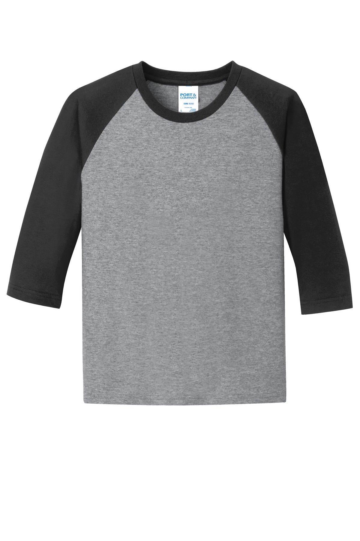 Port & Company Youth Core Blend 3/4-Sleeve Raglan Tee. PC55YRS