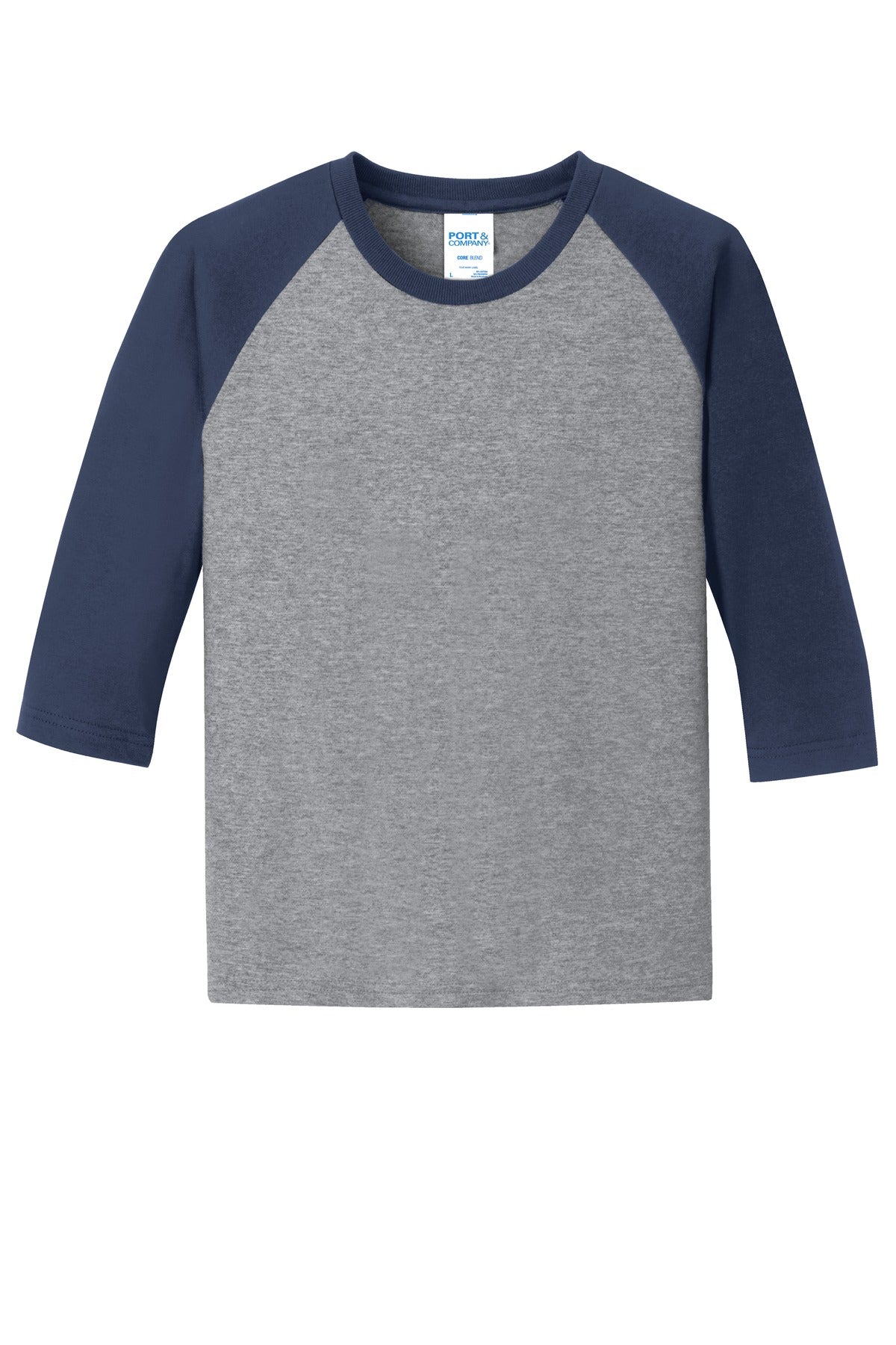 Port & Company Youth Core Blend 3/4-Sleeve Raglan Tee. PC55YRS