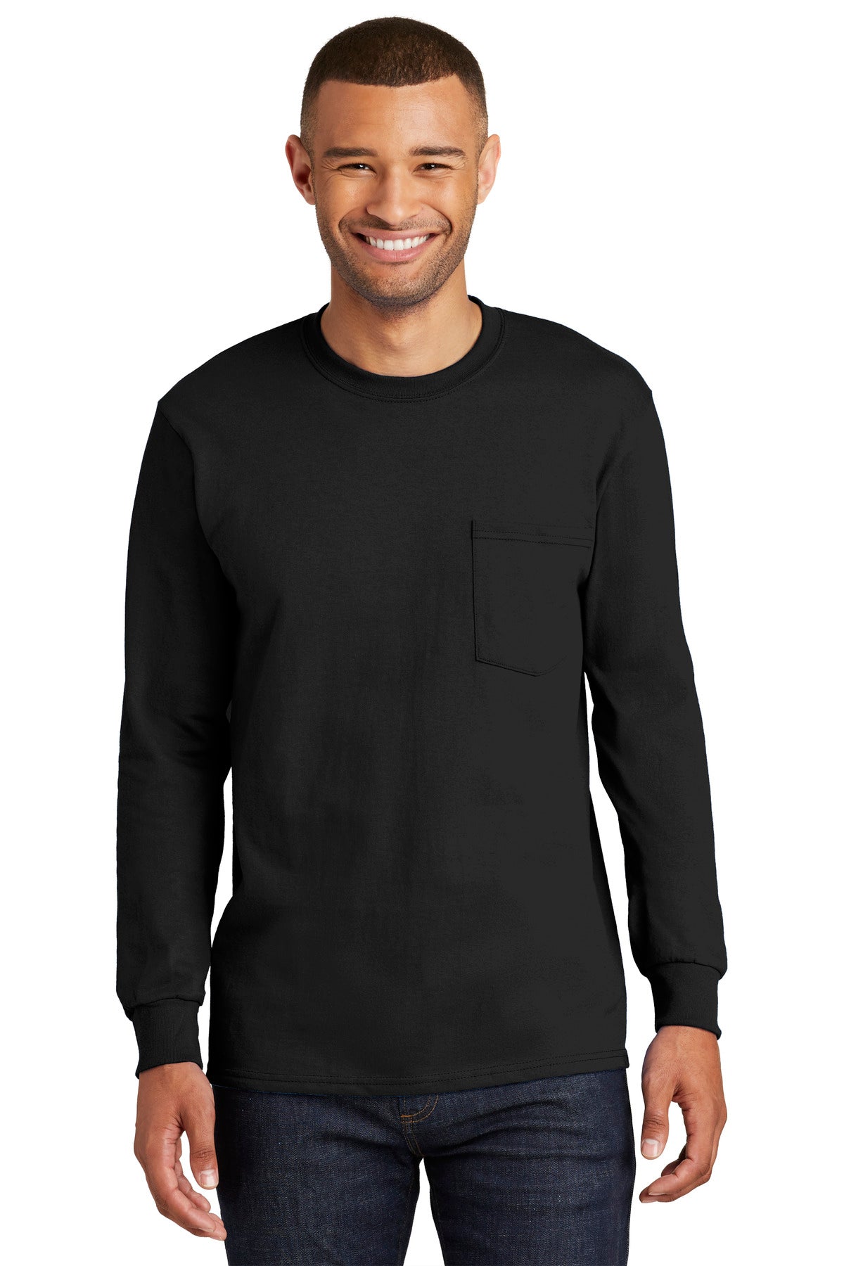 Port & Company Tall Long Sleeve Essential Pocket Tee. PC61LSPT