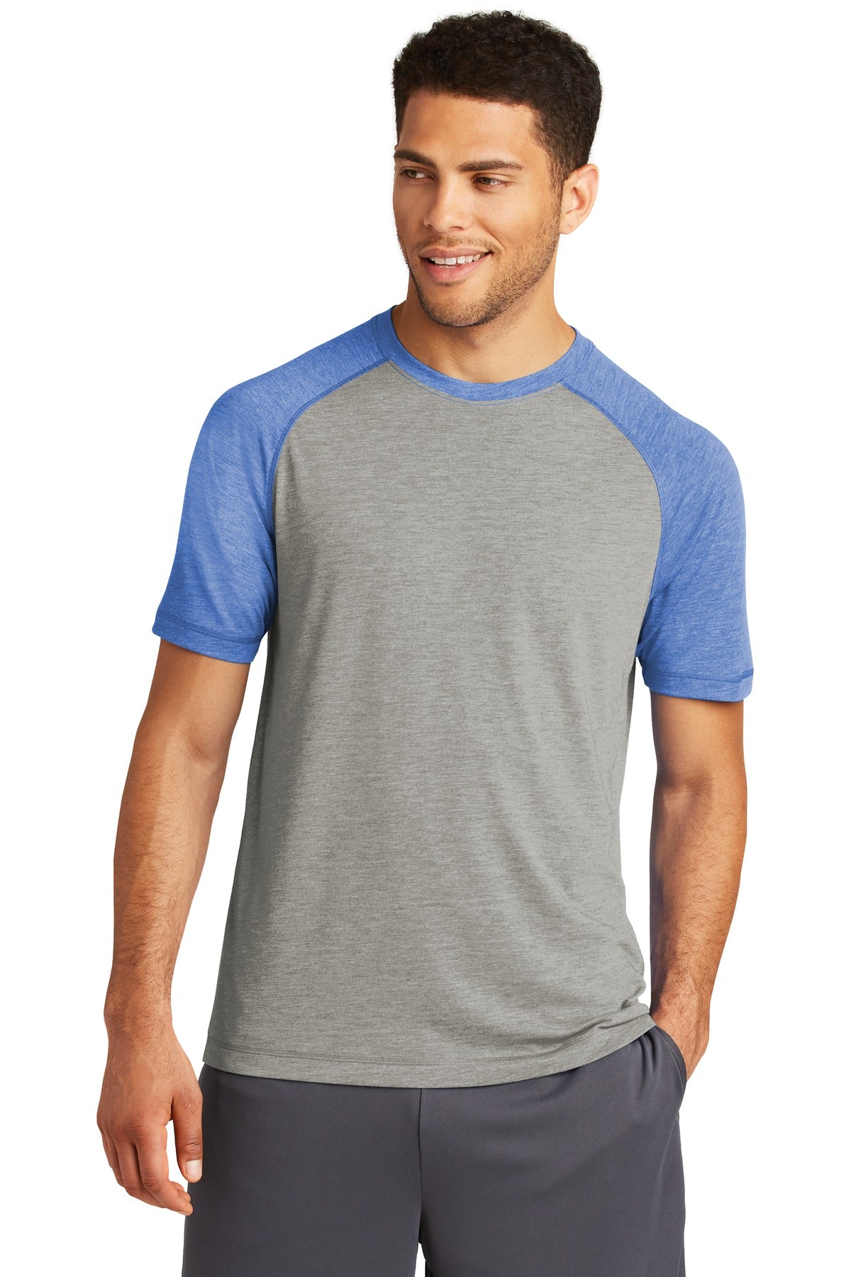 Sport-Tek PosiCharge Tri-Blend Wicking Raglan Tee. ST400