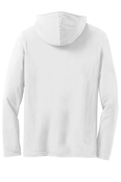 Gildan 100% Ring Spun Cotton Long Sleeve Hooded T-Shirt. 987