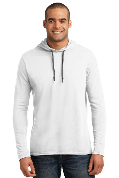 Gildan 100% Ring Spun Cotton Long Sleeve Hooded T-Shirt. 987