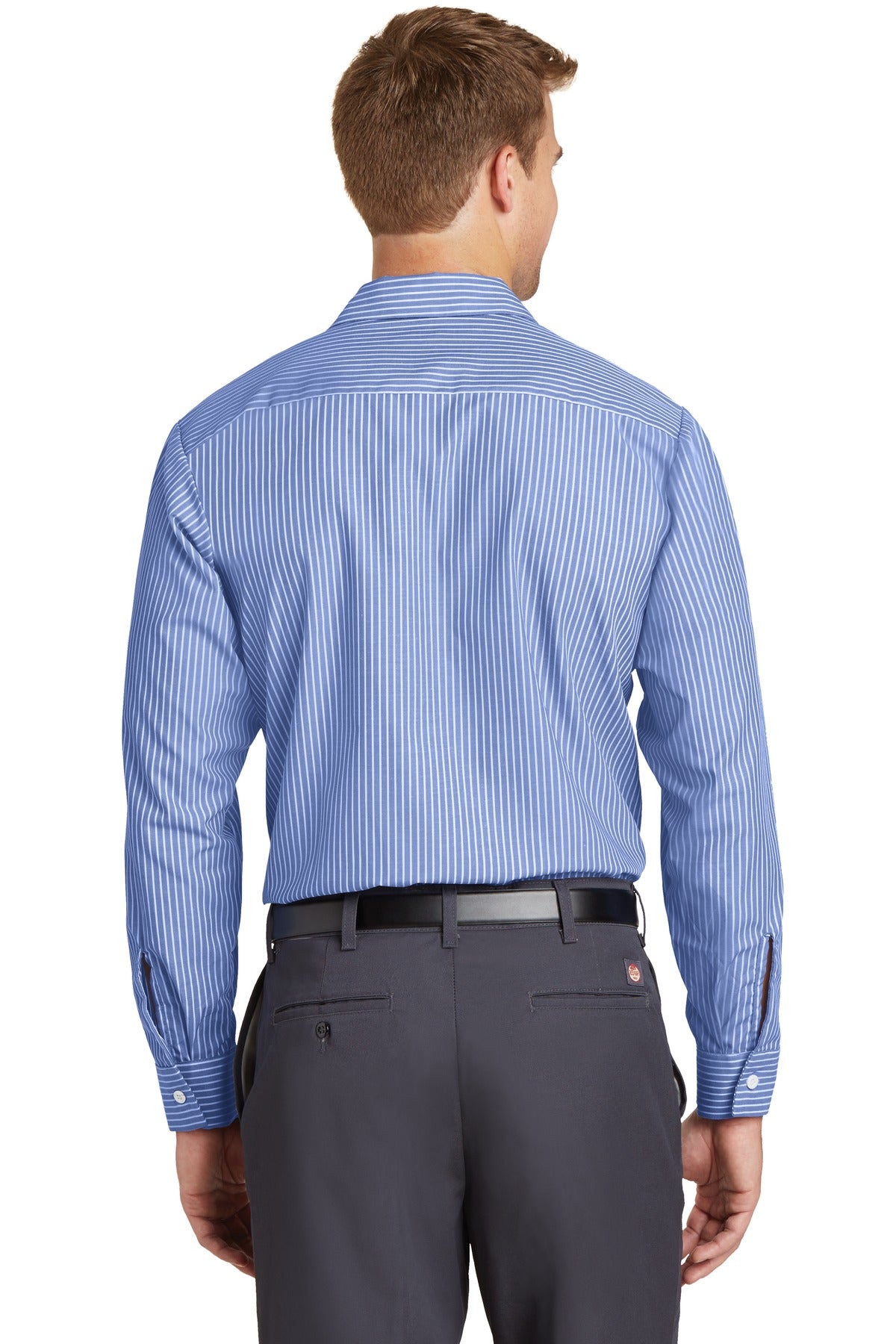 Red Kap Long Size Long Sleeve Striped Industrial Work Shirt. CS10LONG