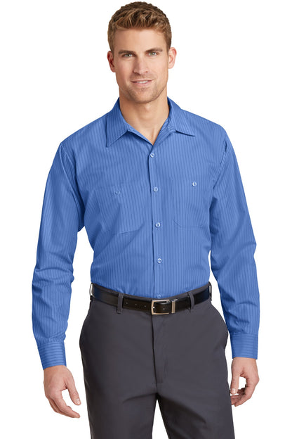 Red Kap Long Size Long Sleeve Striped Industrial Work Shirt. CS10LONG