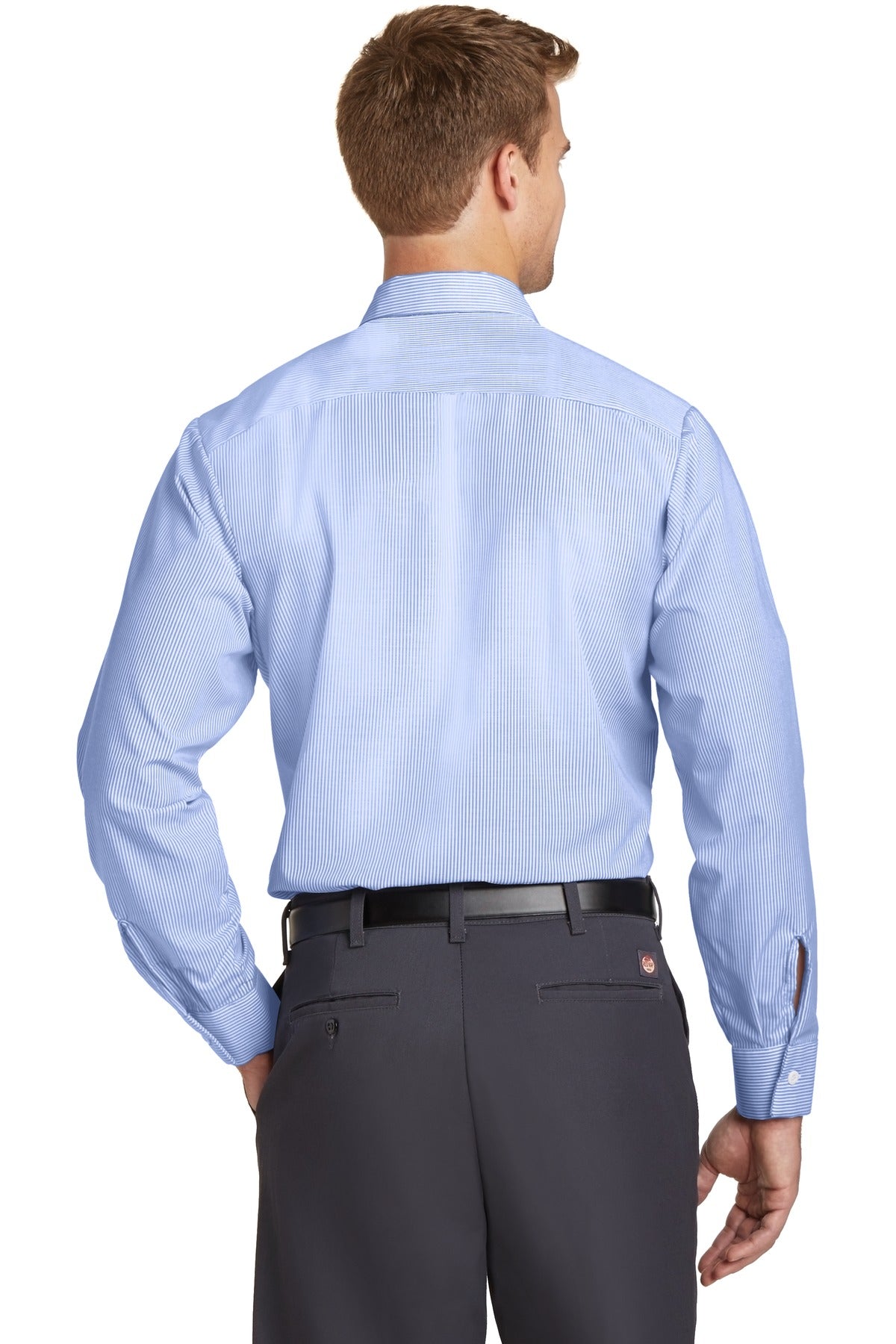Red Kap Long Size Long Sleeve Striped Industrial Work Shirt. CS10LONG