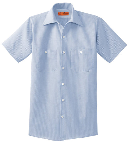 Red Kap Long Size Short Sleeve Striped Industrial Work Shirt. CS20LONG