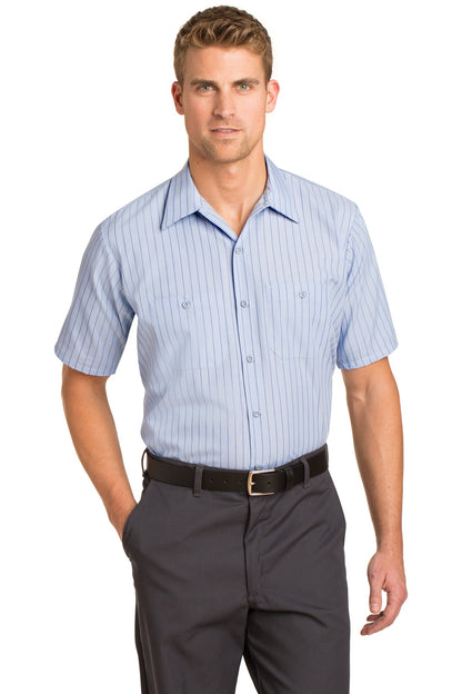 Red Kap Short Sleeve Striped Industrial Work Shirt. CS20
