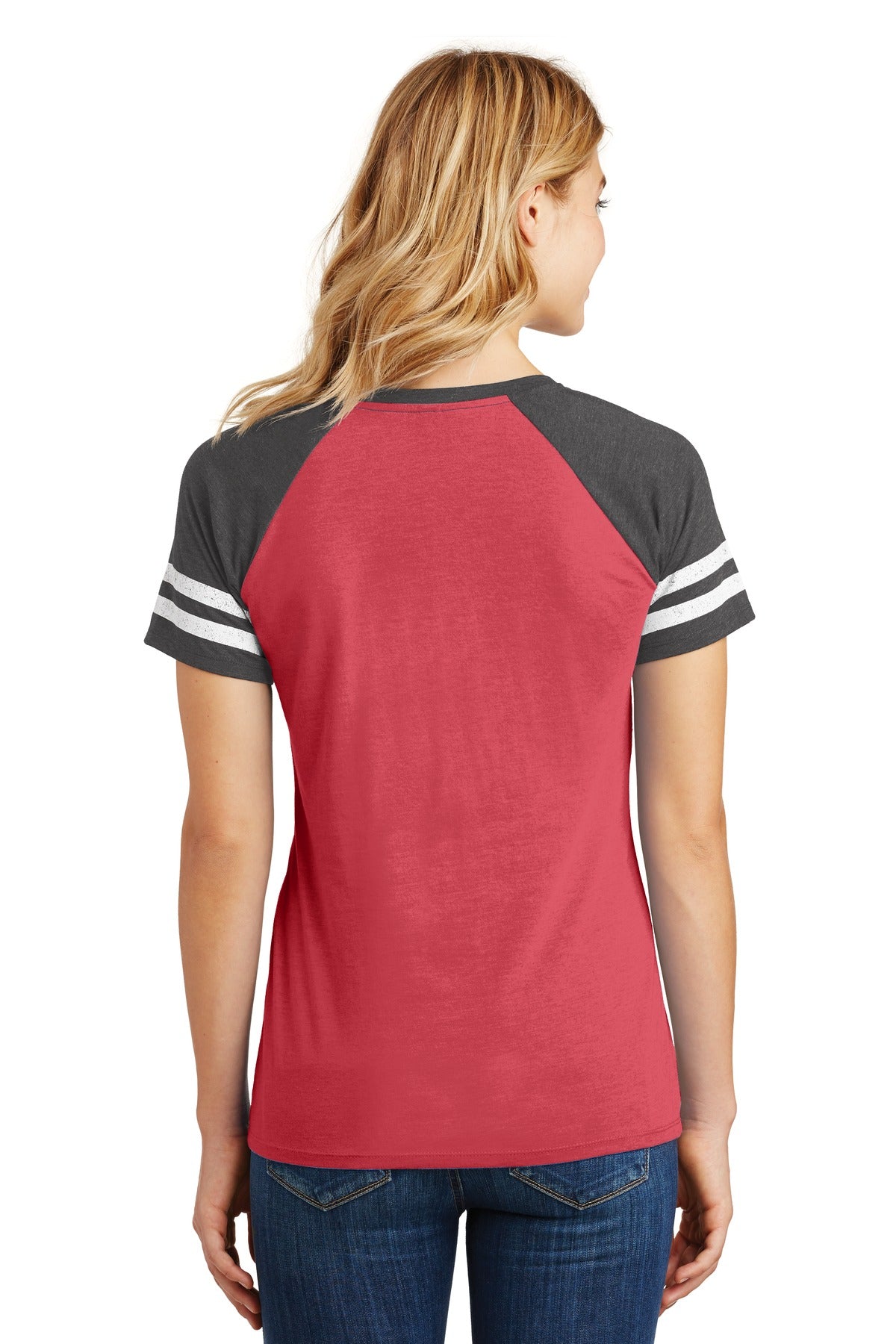 District Women's Game V-Neck Tee. DM476