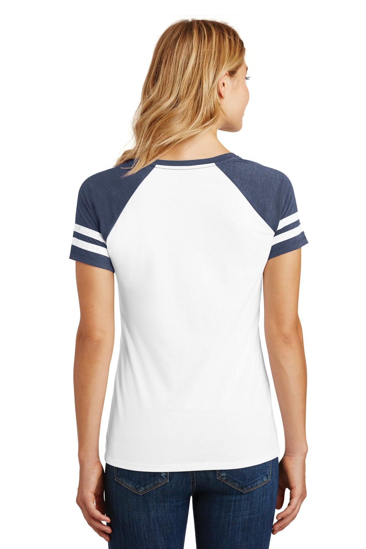 District Women's Game V-Neck Tee. DM476