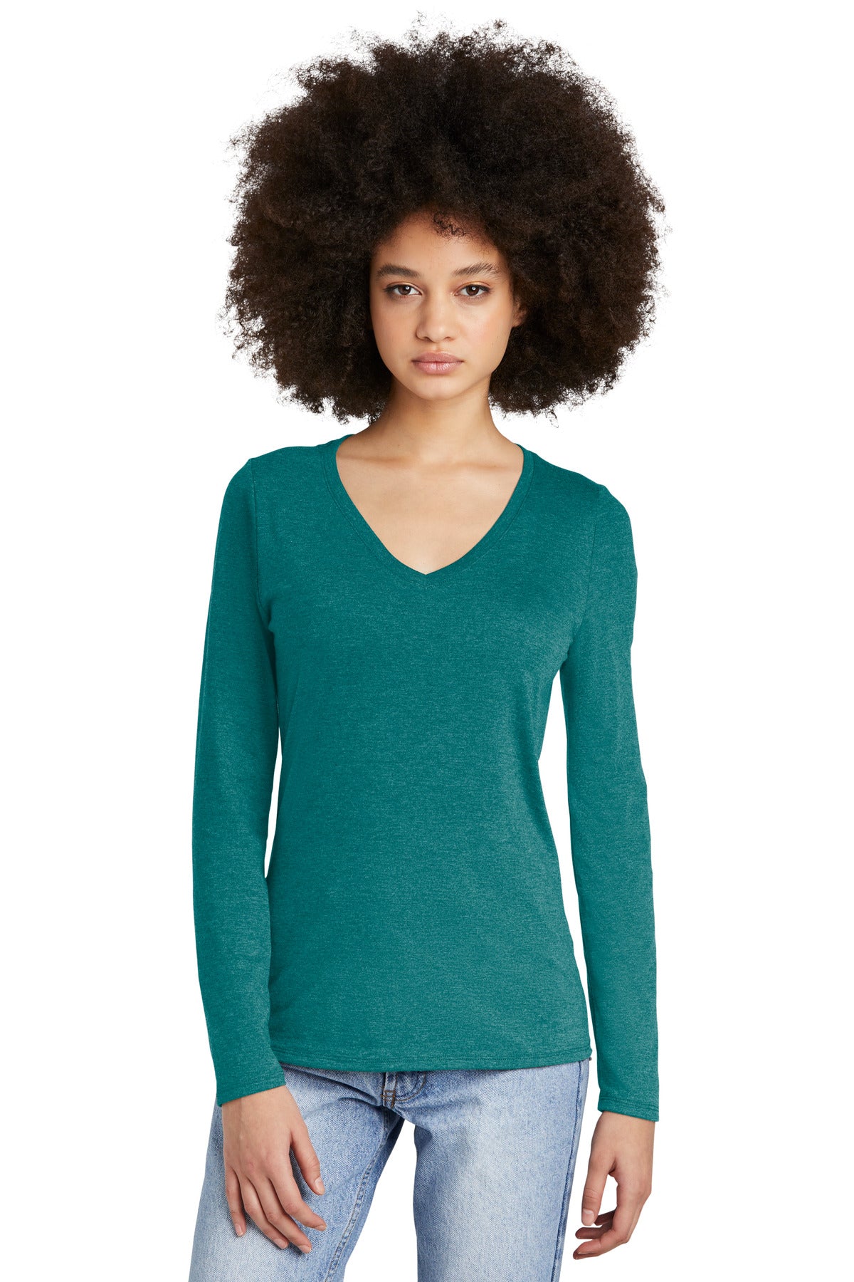 District Women's Perfect Tri Long Sleeve V-Neck Tee DT135