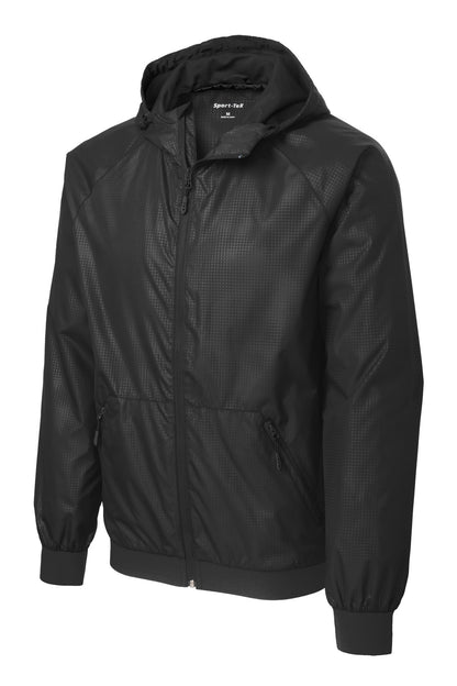 Sport-Tek Embossed Hooded Wind Jacket. JST53