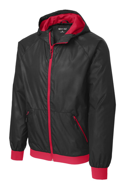 Sport-Tek Embossed Hooded Wind Jacket. JST53