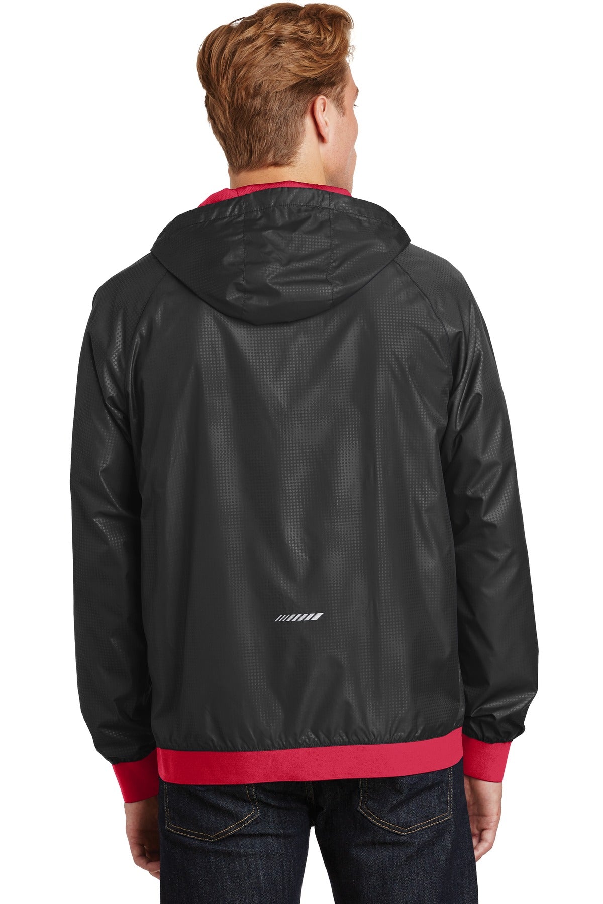 Sport-Tek Embossed Hooded Wind Jacket. JST53