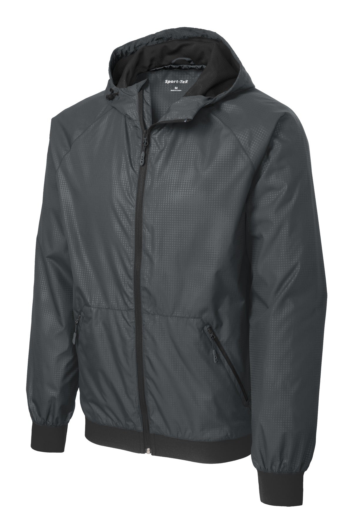 Sport-Tek Embossed Hooded Wind Jacket. JST53