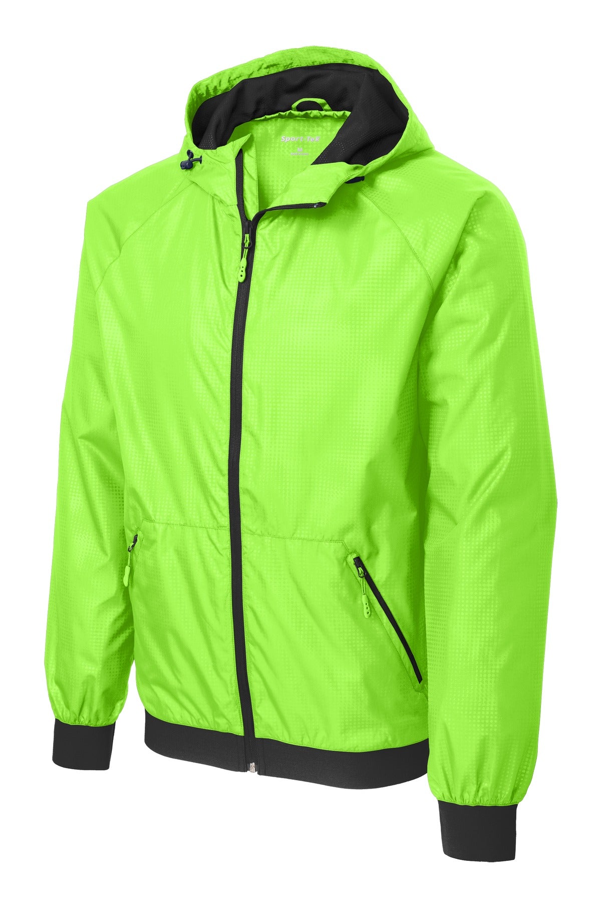 Sport-Tek Embossed Hooded Wind Jacket. JST53