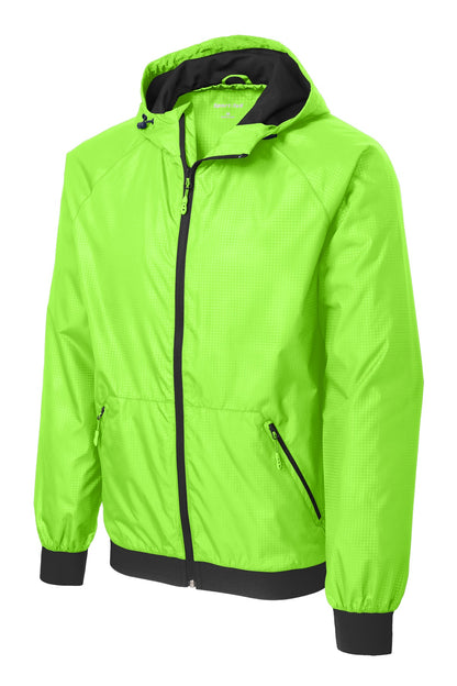 Sport-Tek Embossed Hooded Wind Jacket. JST53